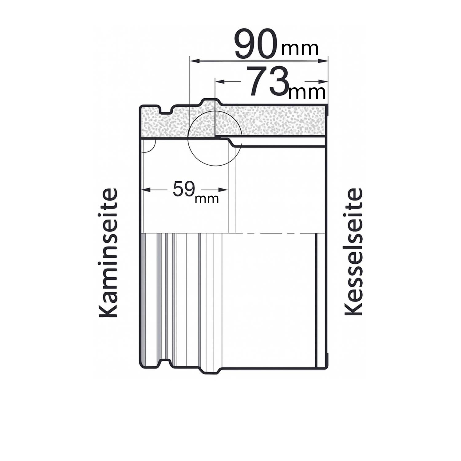 Schiedel double paroi douille 120 court pour ICS Ø130 mm double paroi brillant