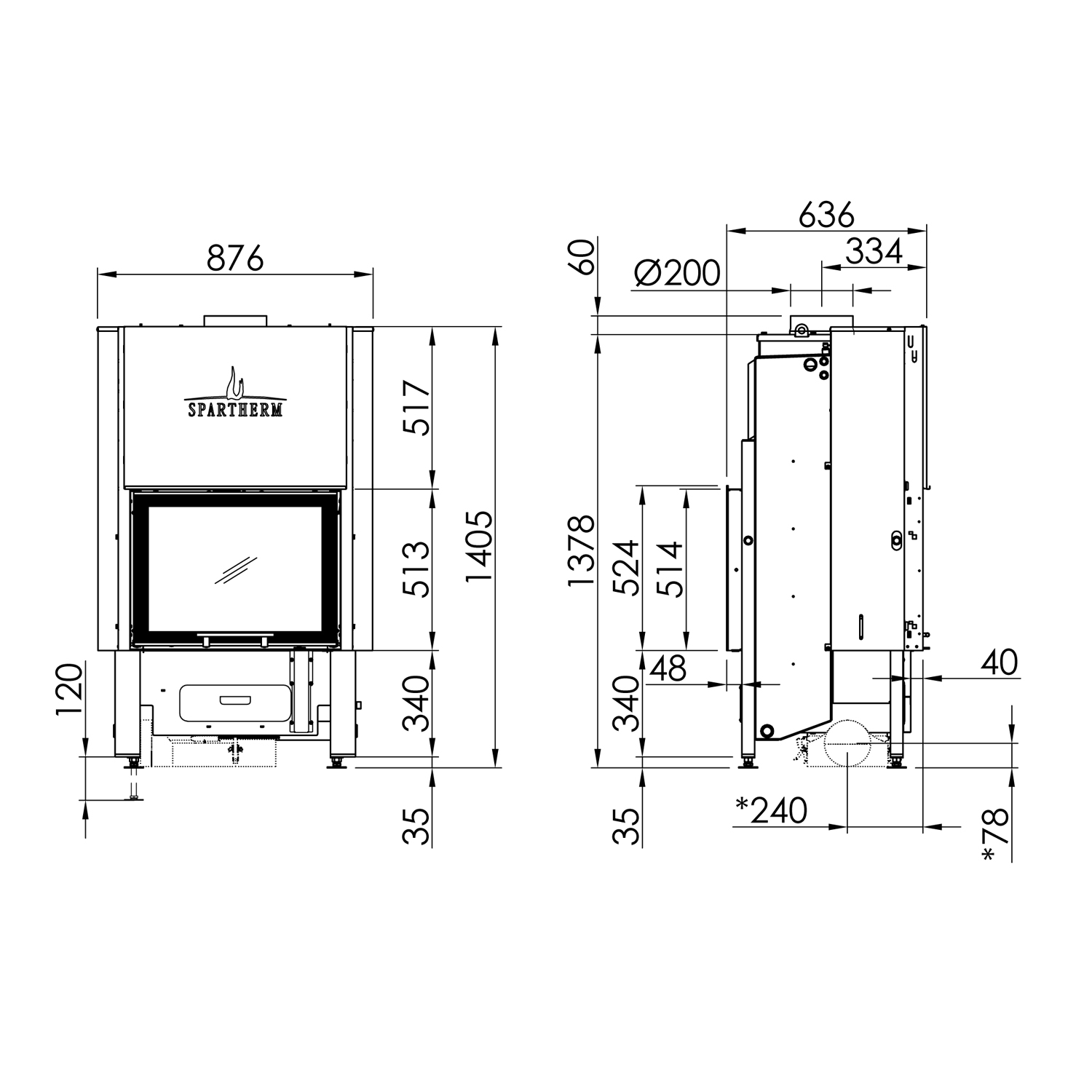 Spartherm Varia FDh H2O 10 kW insert de cheminée à eau