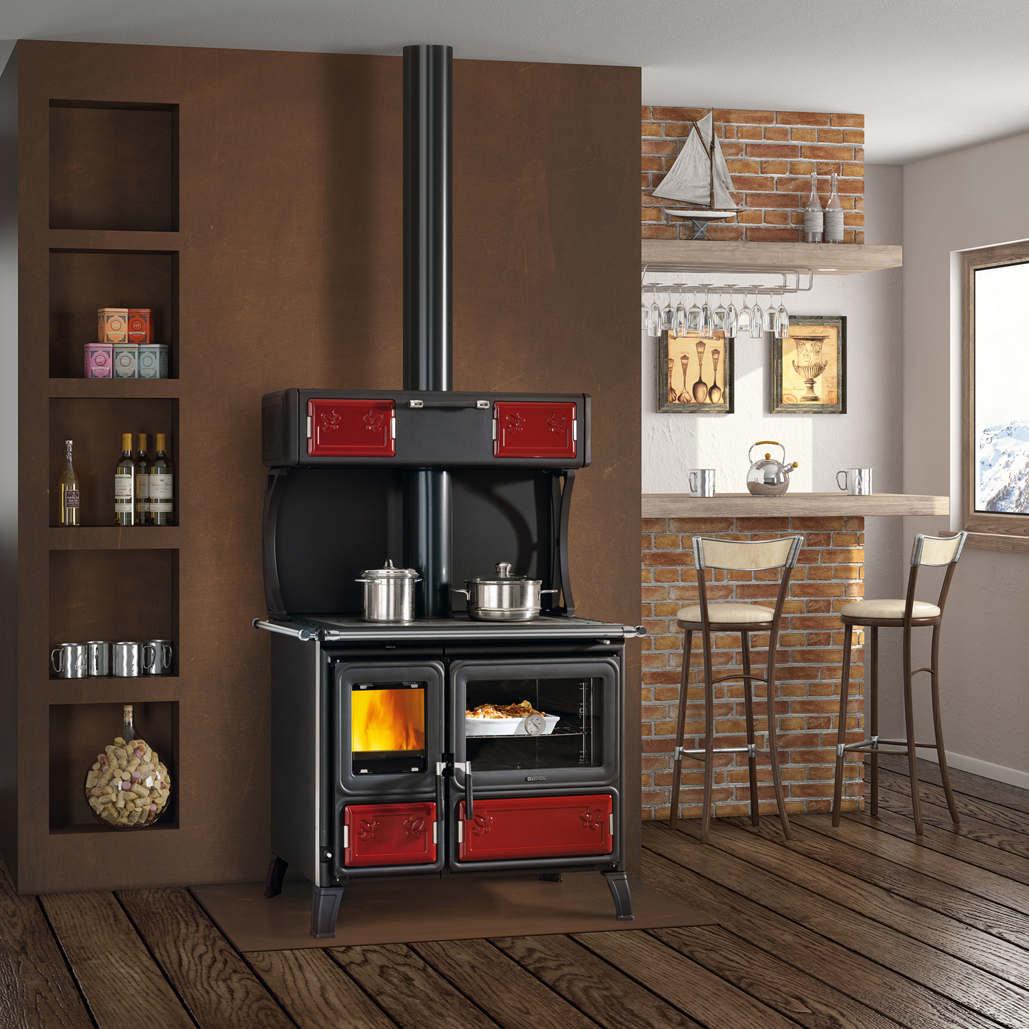 La Nordica compartiment chauffant pour cuisinière Milly acier bordeaux