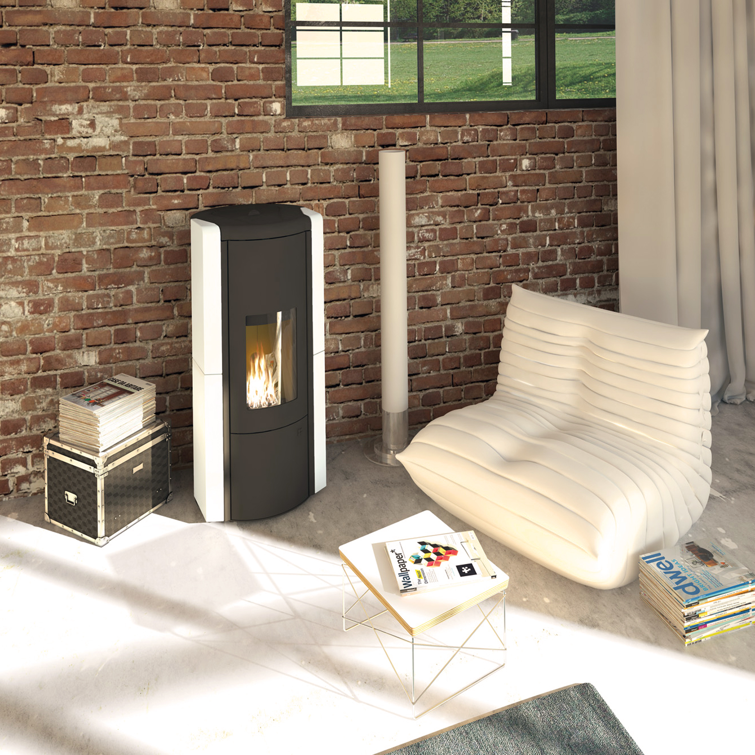 Olsberg Arina 3.0 poêle à granulés acier noir/céramique blanc neige