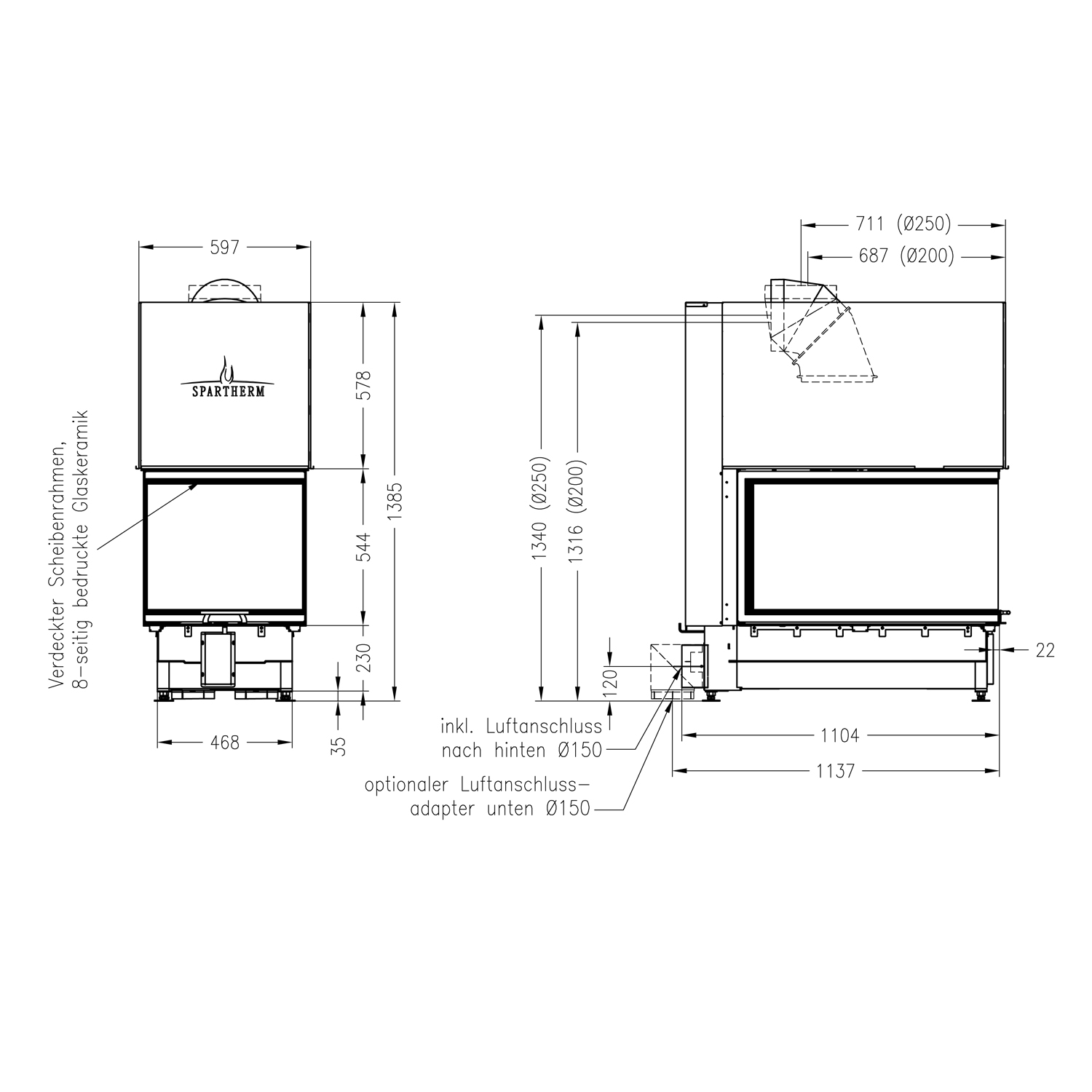 Spartherm Arte U-90h-4S Insert de cheminée RRA Ø 200 mm