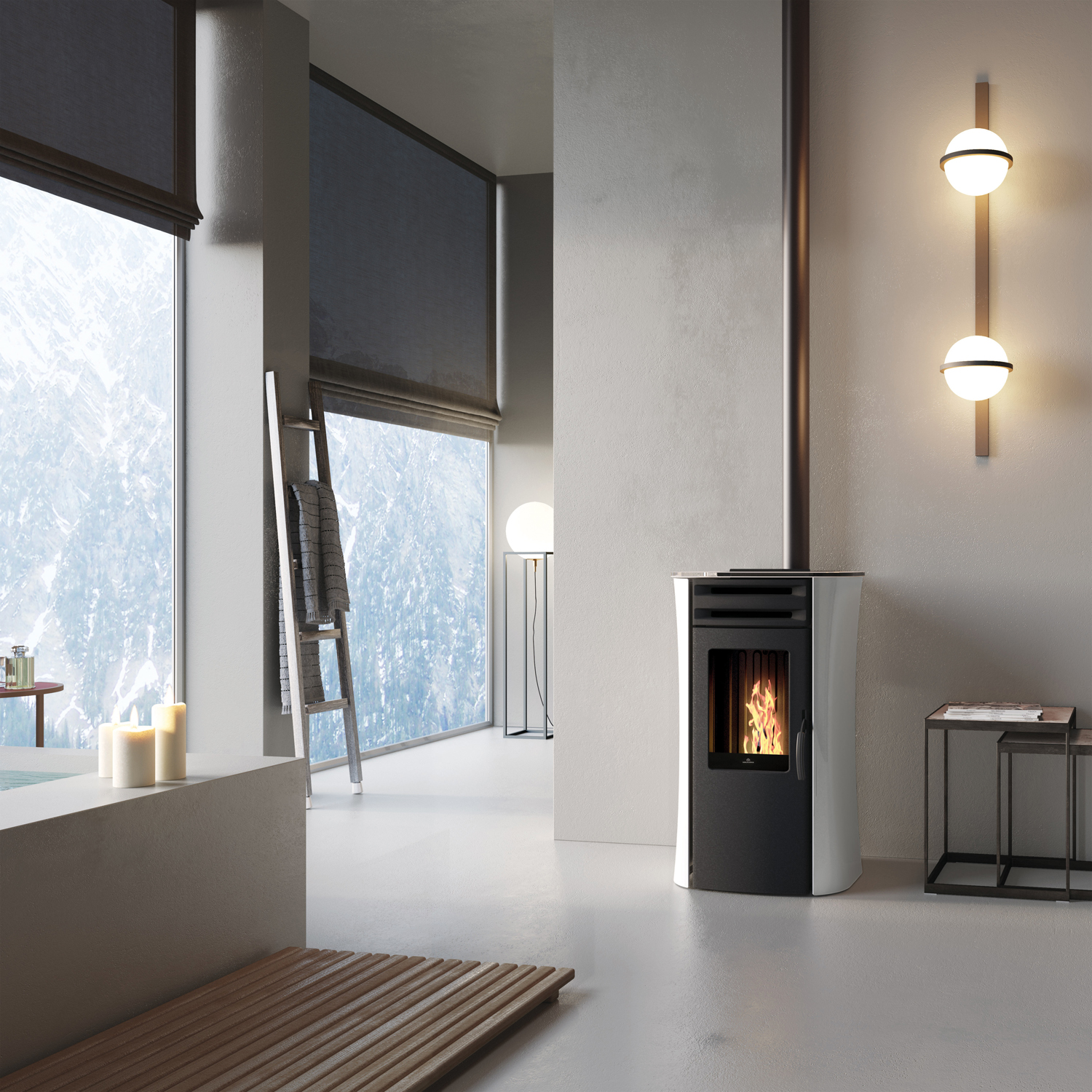 Edilkamin Dania Air Tight Plus poêle à granulés acier noir / verre blanc
