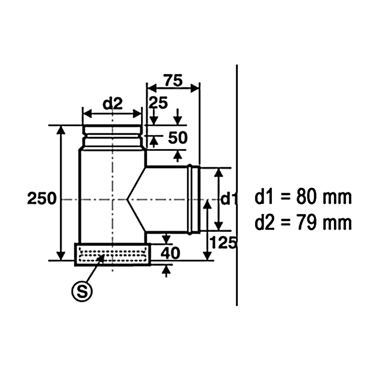 Raik conduit de poêle / tuyau de poêle 80 mm - coude à capsule (pièce en T)