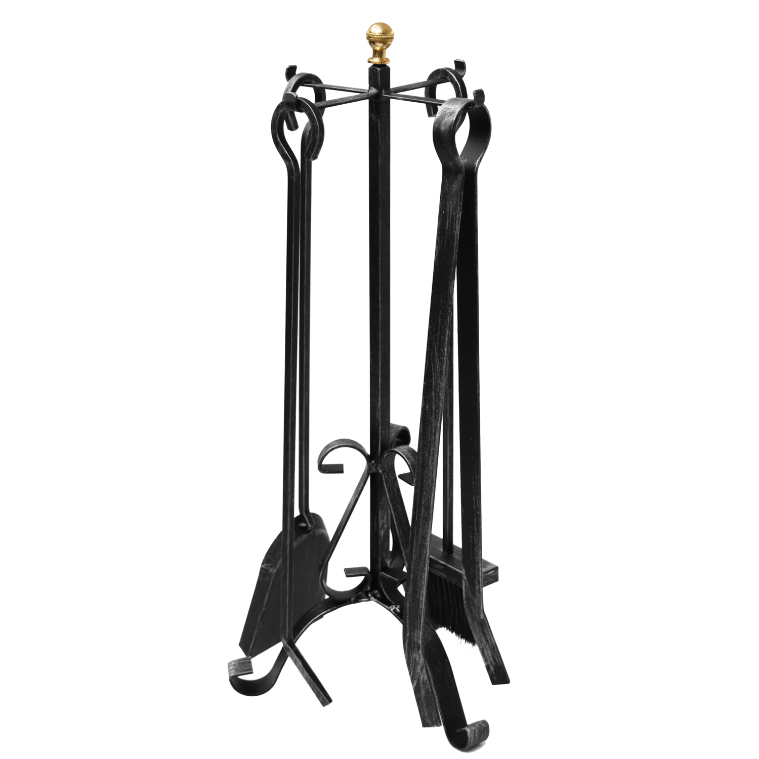 Raik Ensemble d'outils de cheminée Heinrich, 4 pièces, fer forgé, 64 cm