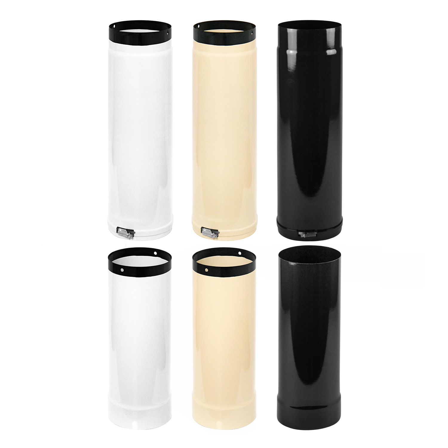 Raik Tuyau de Fumée / Tuyau de Poêle Émaillé 130mm - Tube Télescopique Ivoire
