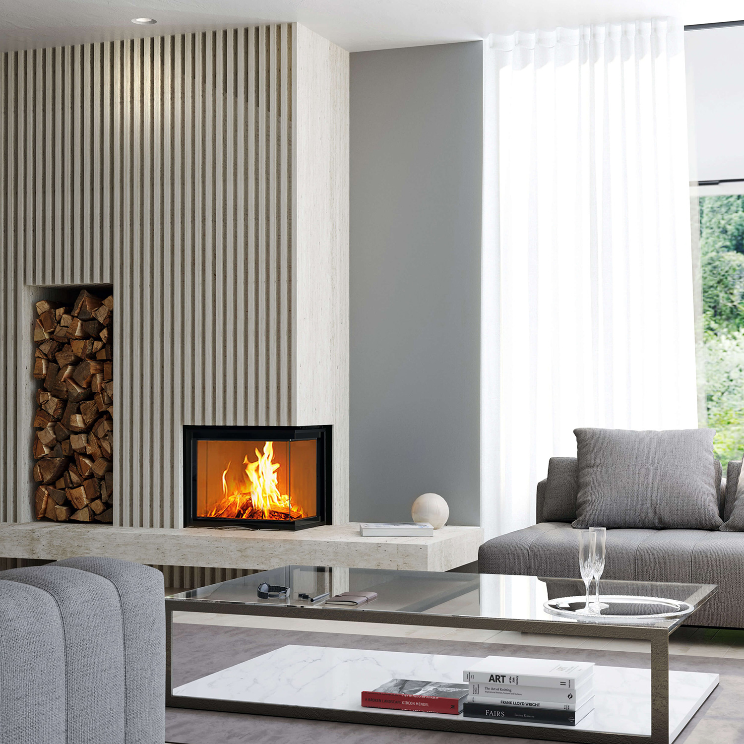 Austroflamm 63x40x51 S 2.0 Insert de cheminée angle droit