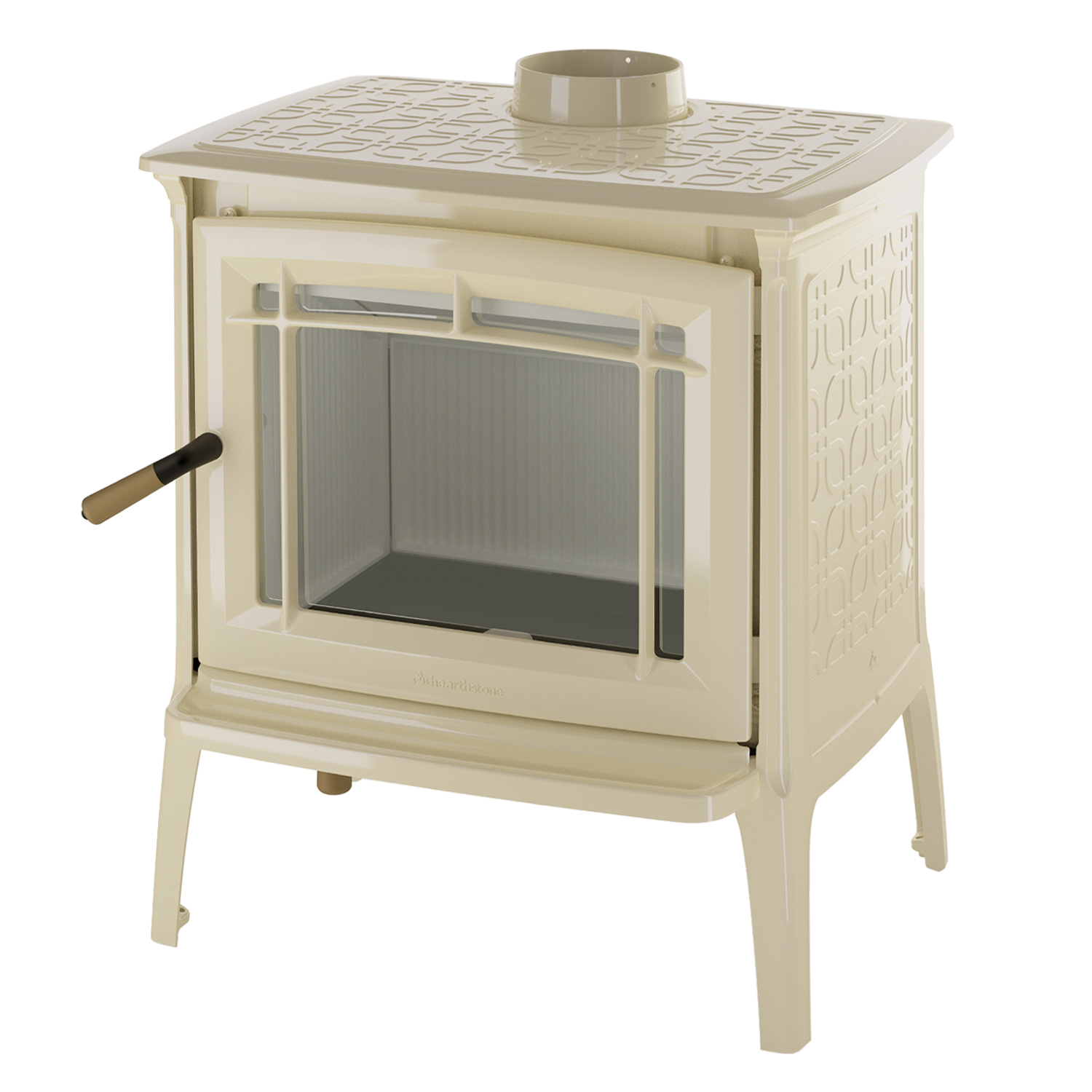 Poêle à bois Hergom Shelburne en fonte émaillée beige