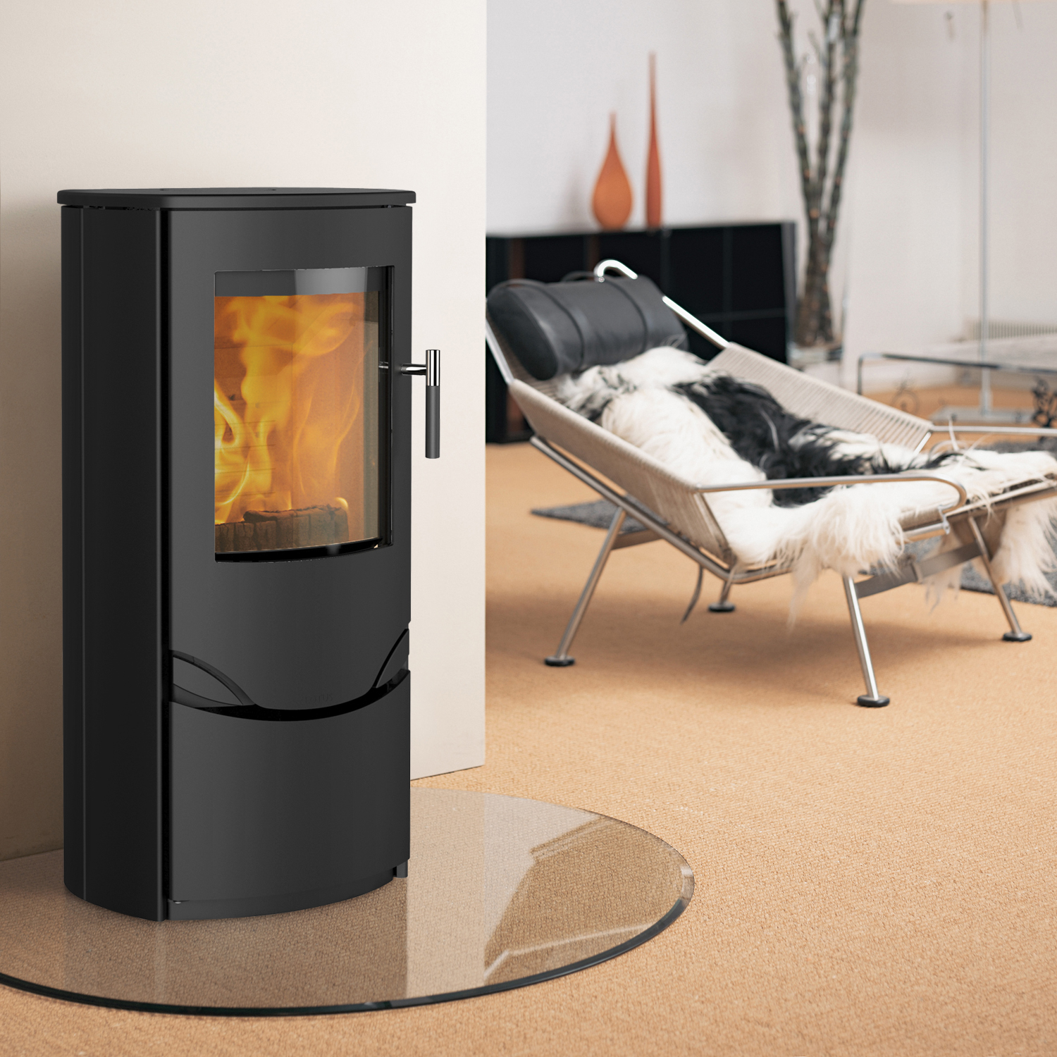 Poêle à bois Lotus Prio 5 Noir, évacuation des fumées à l'arrière