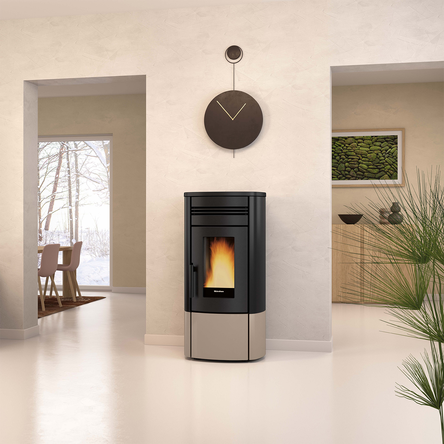 Extraflame Evolution Line Noris Plus poêle à granulés acier gris tourterelle