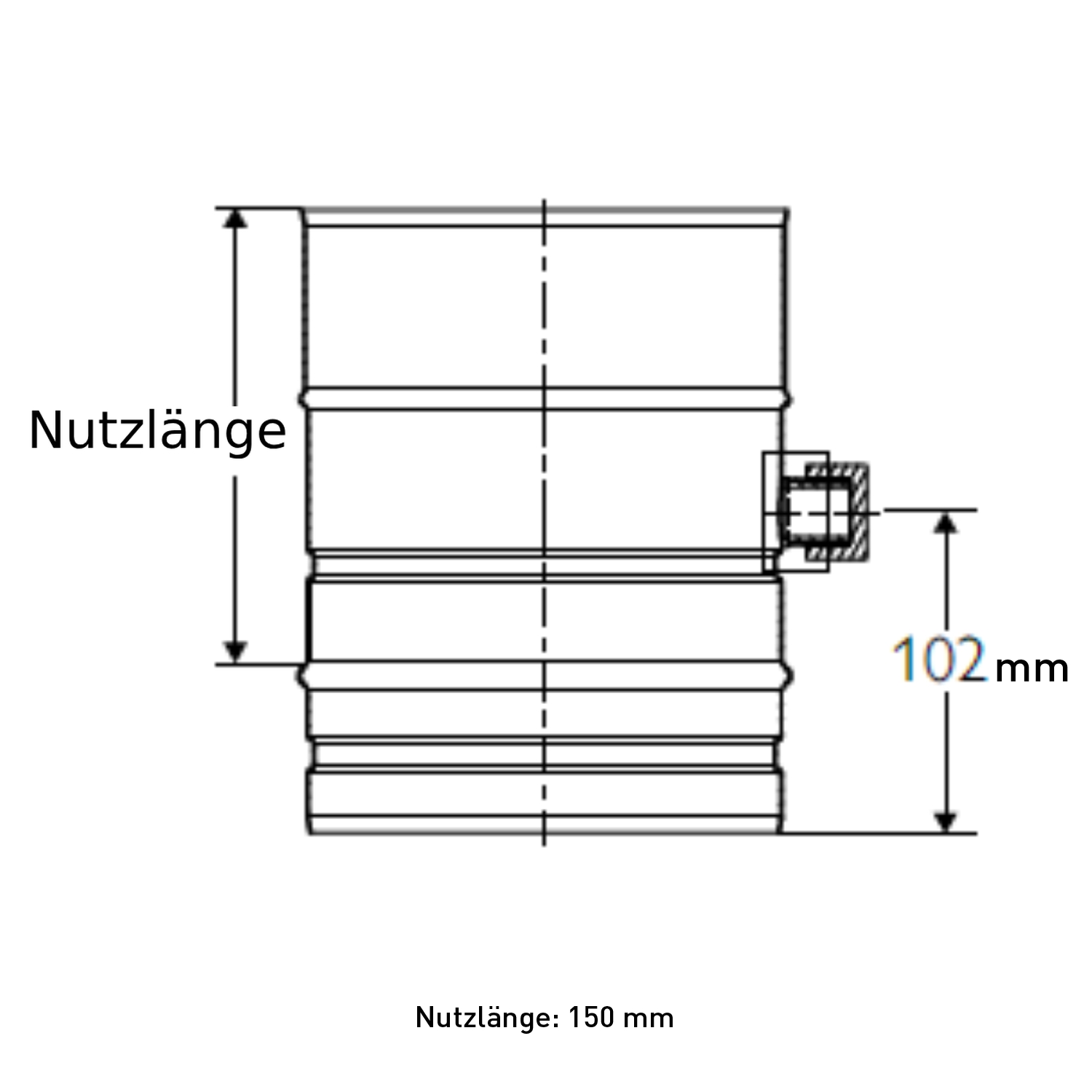 Schiedel PRIMA PLUS élément de tube 200mm Ø150 mm avec ouverture de mesure simple paroi mat
