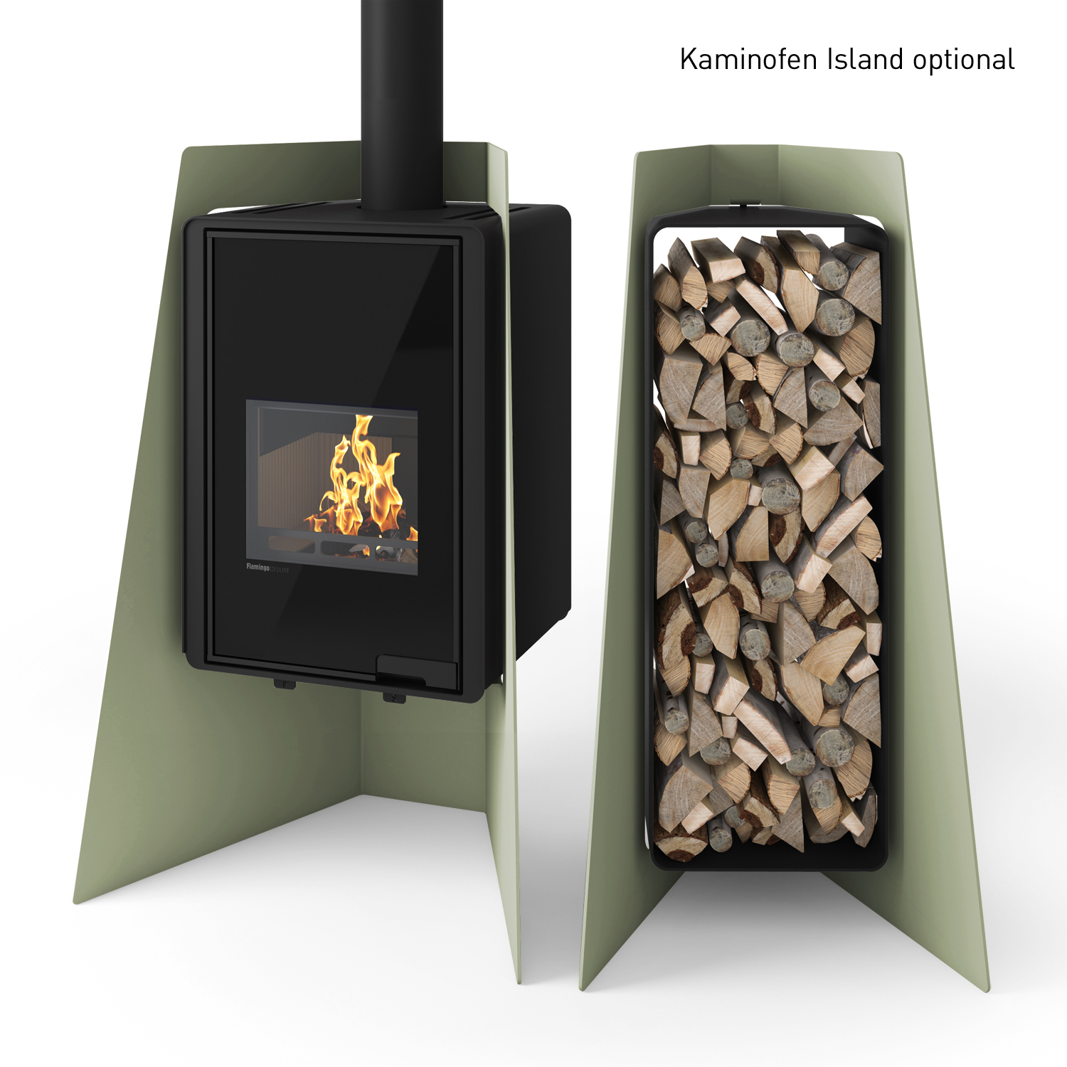 HS Flamingo Deluxe 3 étagères en bois Olive