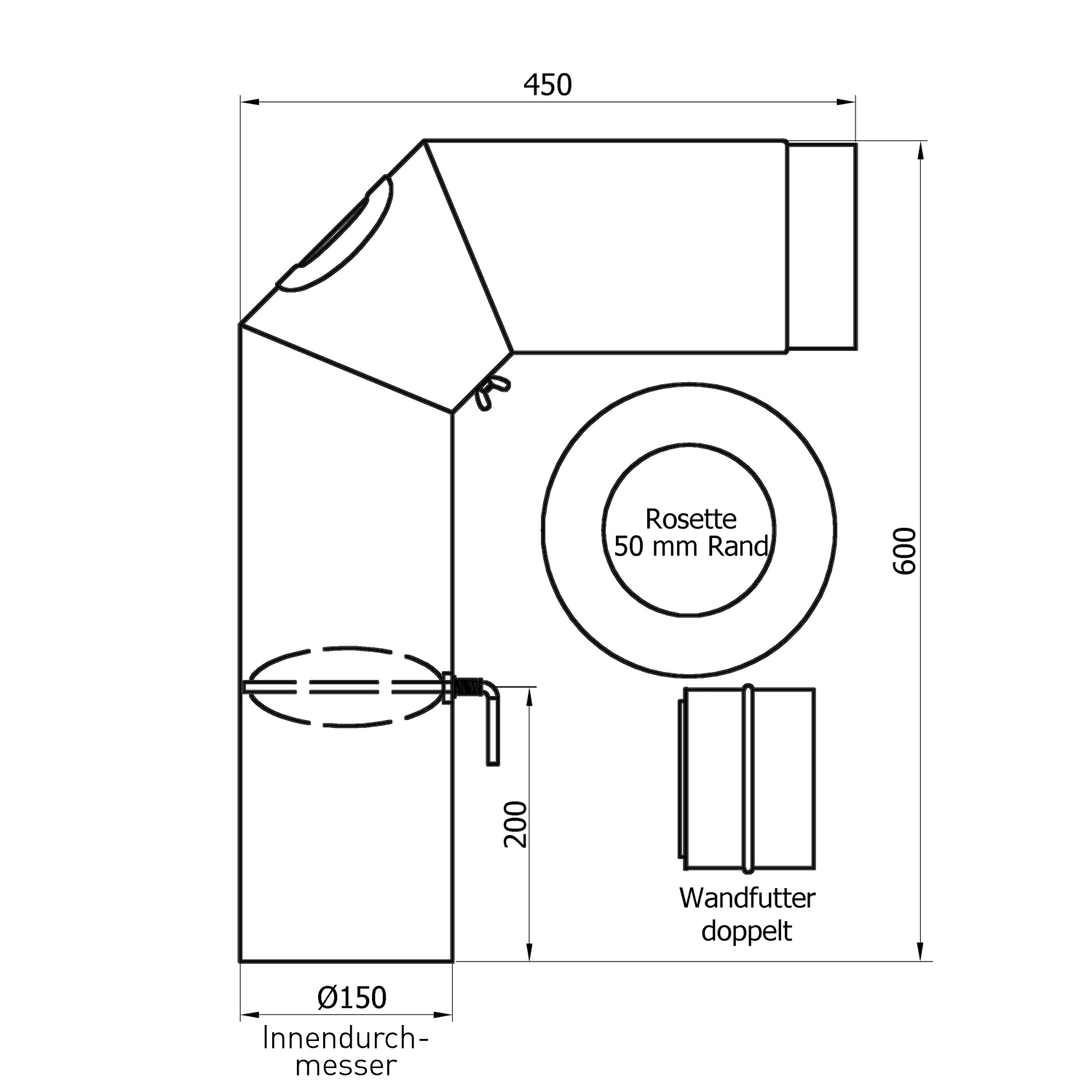 Raik Basic coude de tuyau de fumée set 150mm soudé noir pour tuyau de fumée / conduit de fumée Raik Basic coude de tuyau de fumée set 150mm soudé noir pour tuyau de fumée / conduit de fumée