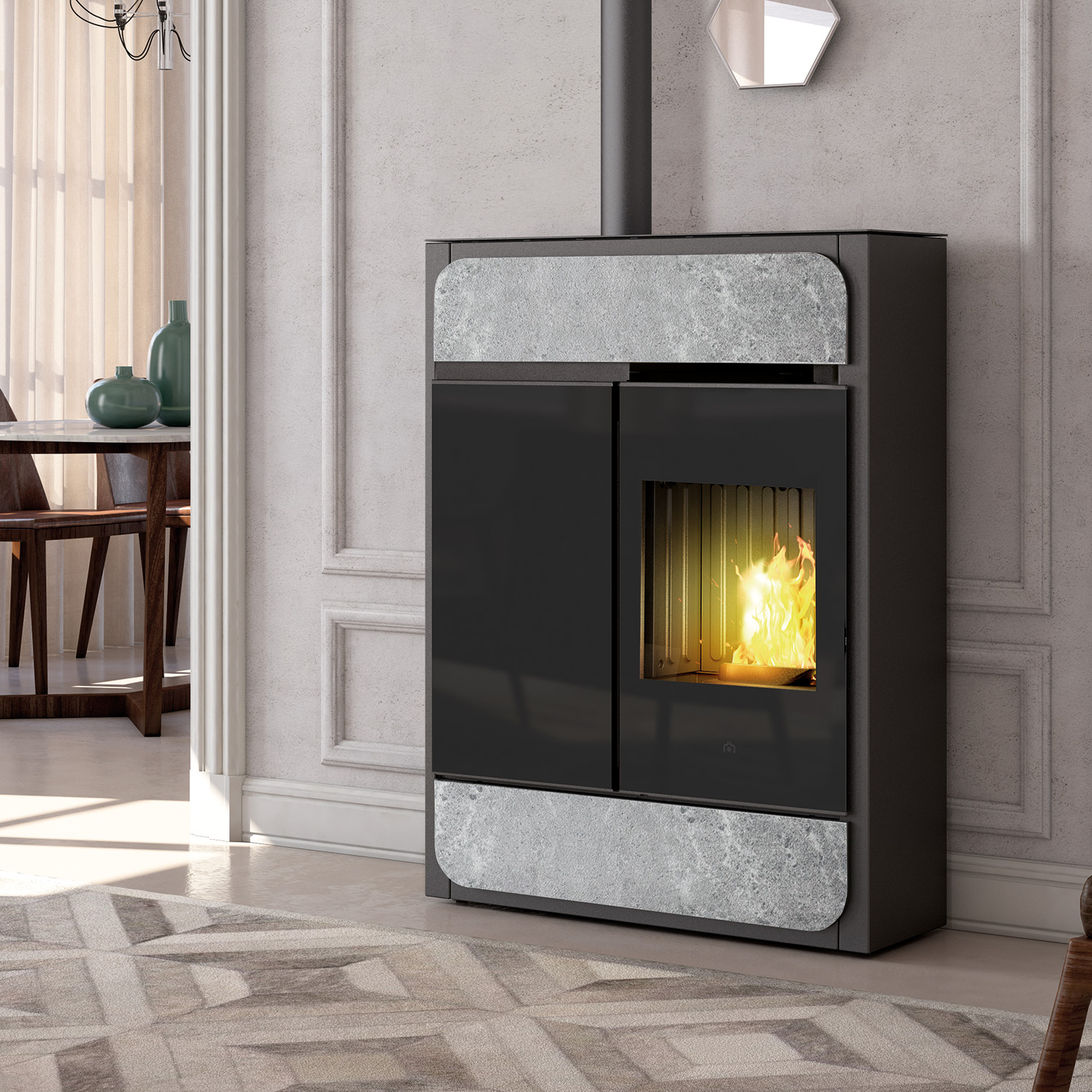 Edilkamin Bild Up poêle à granulés pierre naturelle Edilkamin Bild Up poêle à granulés pierre naturelle