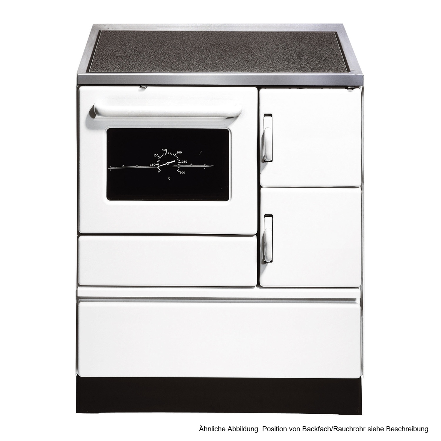 Wamsler K 128 Cuisinière à bois à gauche blanc avec plaque vitrocéramique raccordement par le haut