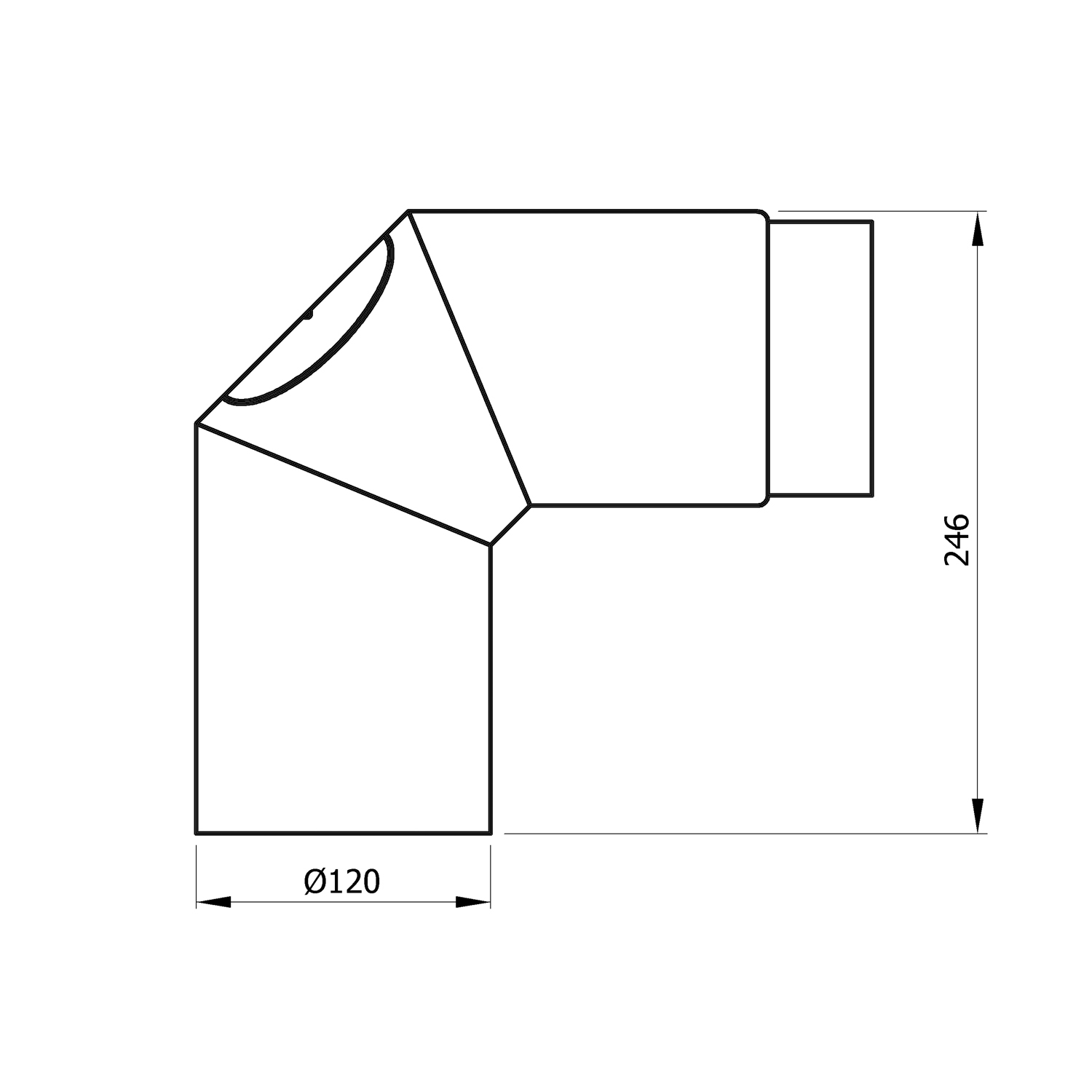 Raik Basic coude de tuyau de fumée 120mm noir 90° – 3 pièces avec porte pour tuyau de fumée / conduit de fumée