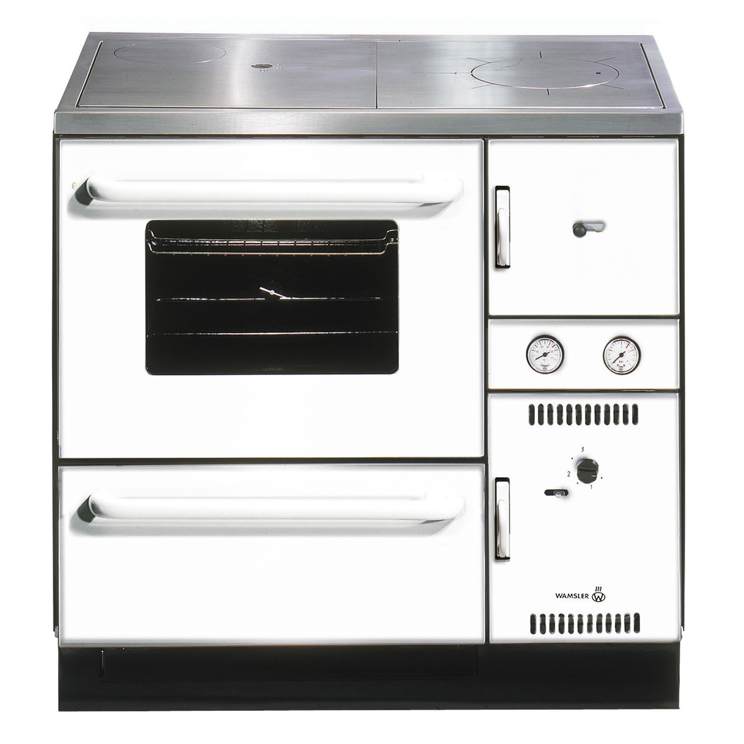 Wamsler K 148 poêle de cuisine à eau, blanc, conduit de fumée à gauche