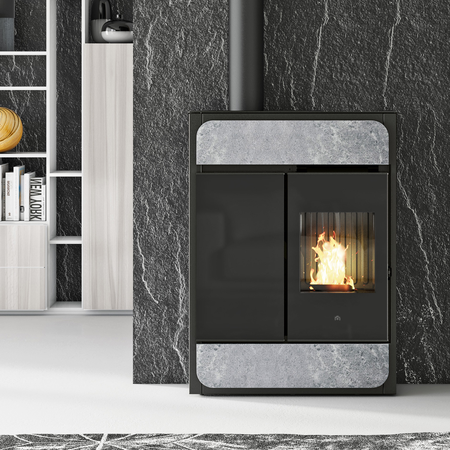 Edilkamin Bild Up poêle à granulés pierre naturelle Edilkamin Bild Up poêle à granulés pierre naturelle