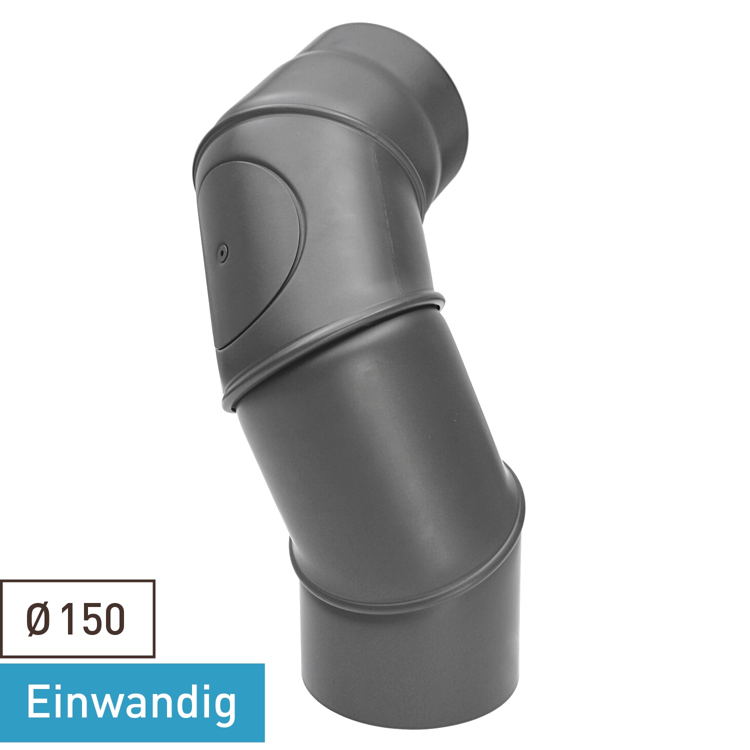 Raik Basic coude multiple de tuyau de fumée 150mm gris fonte avec porte – 4 pièces pour tuyau de fumée / conduit de fumée