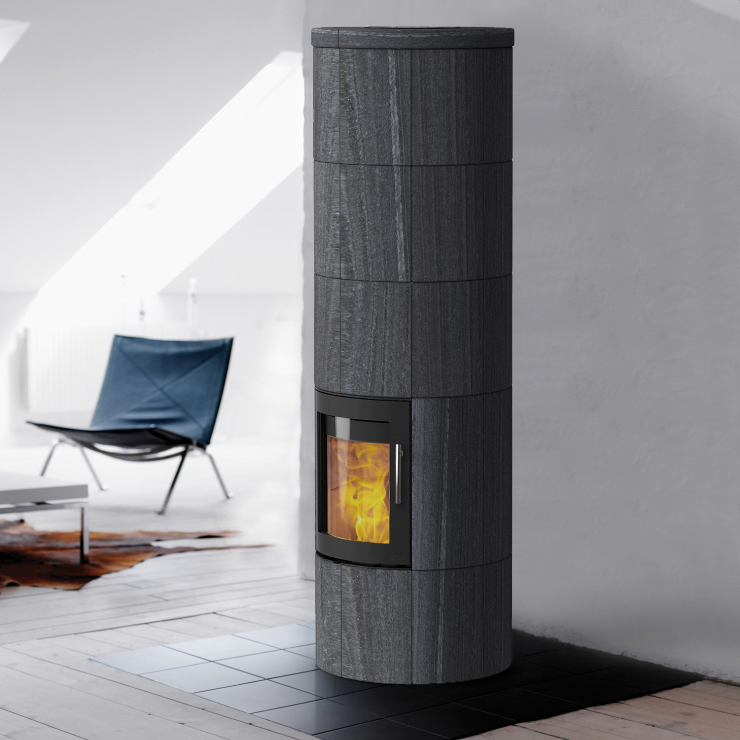 Lotus M3 poêle à bois Noir/ Indian Night, sortie de fumée arrière