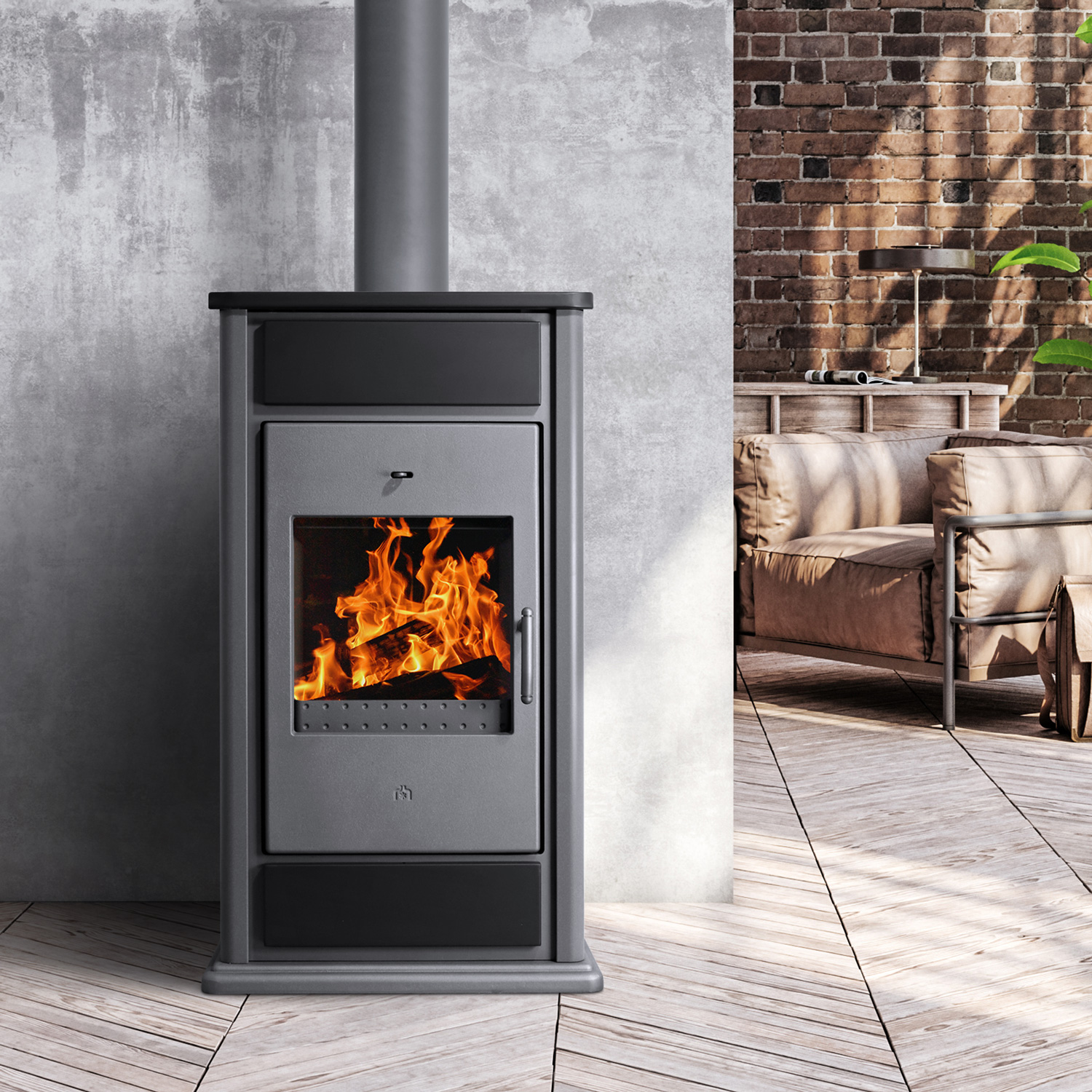 Schmitzker Alicante Poêle à bois avec circulation d'eau Anthracite Base