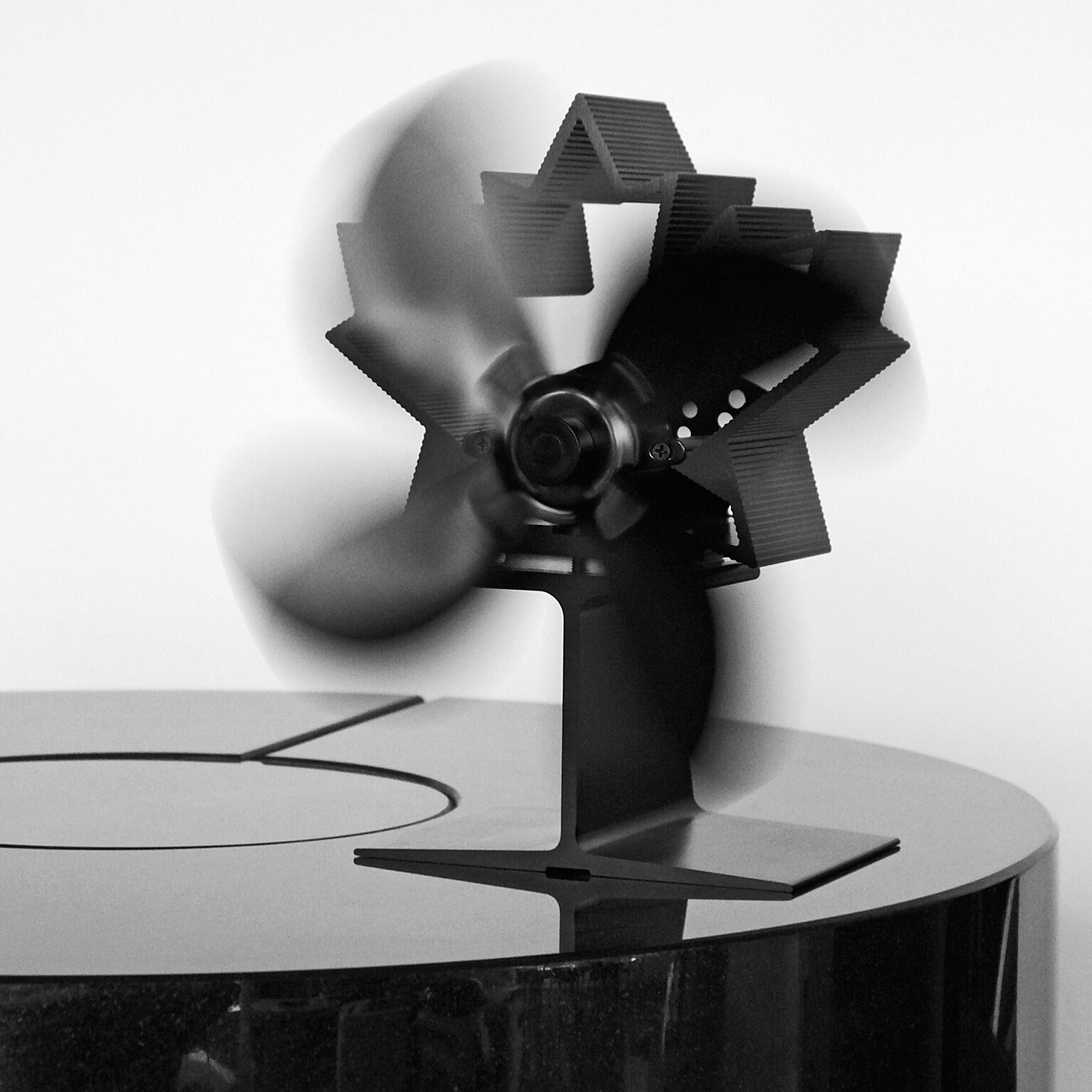 Ensemble d'accessoires de cheminée Raik Otto 3 pièces + ventilateur de cheminée sans électricité / ventilateur de poêle à 4 pales