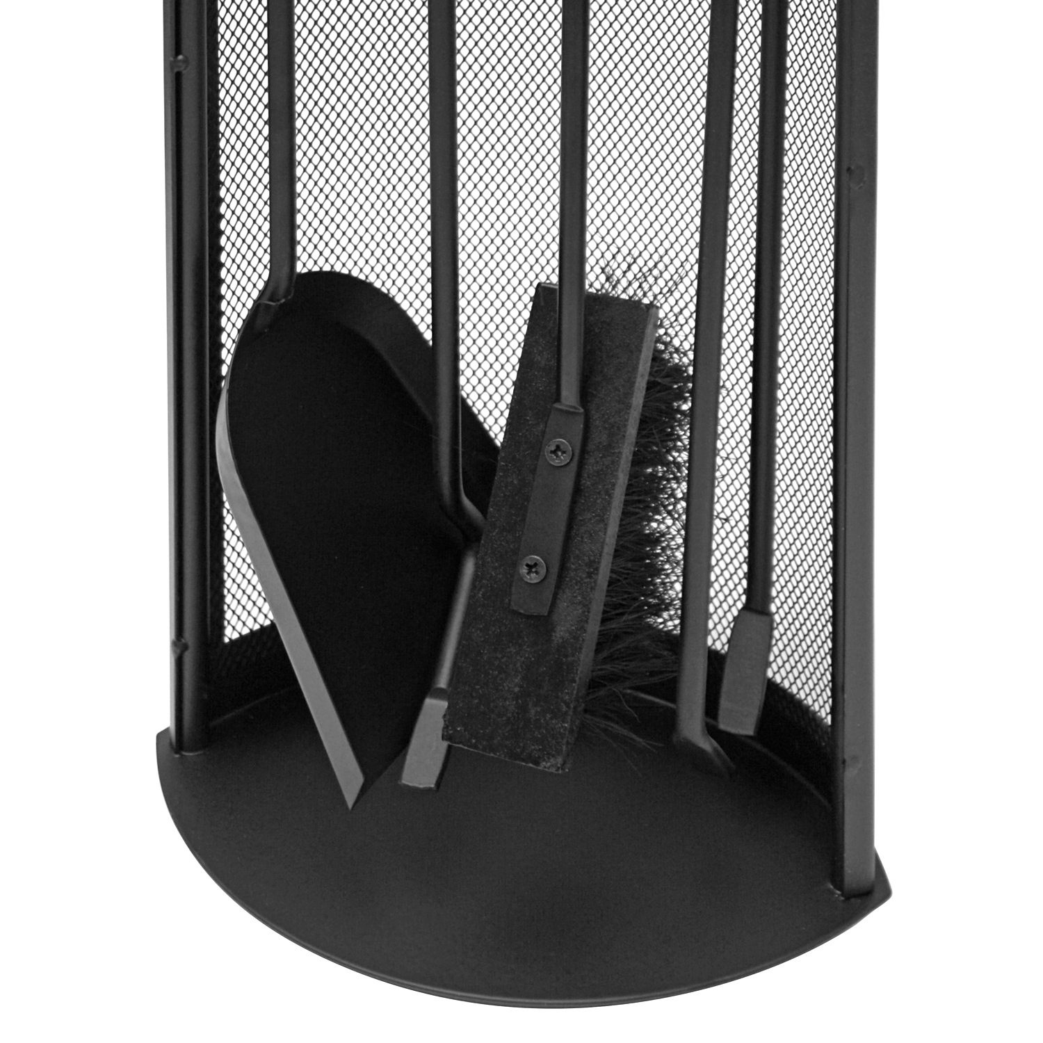 Ensemble d'accessoires de cheminée Albert, 4 pièces, noir, poignées en acier inoxydable, 66 cm