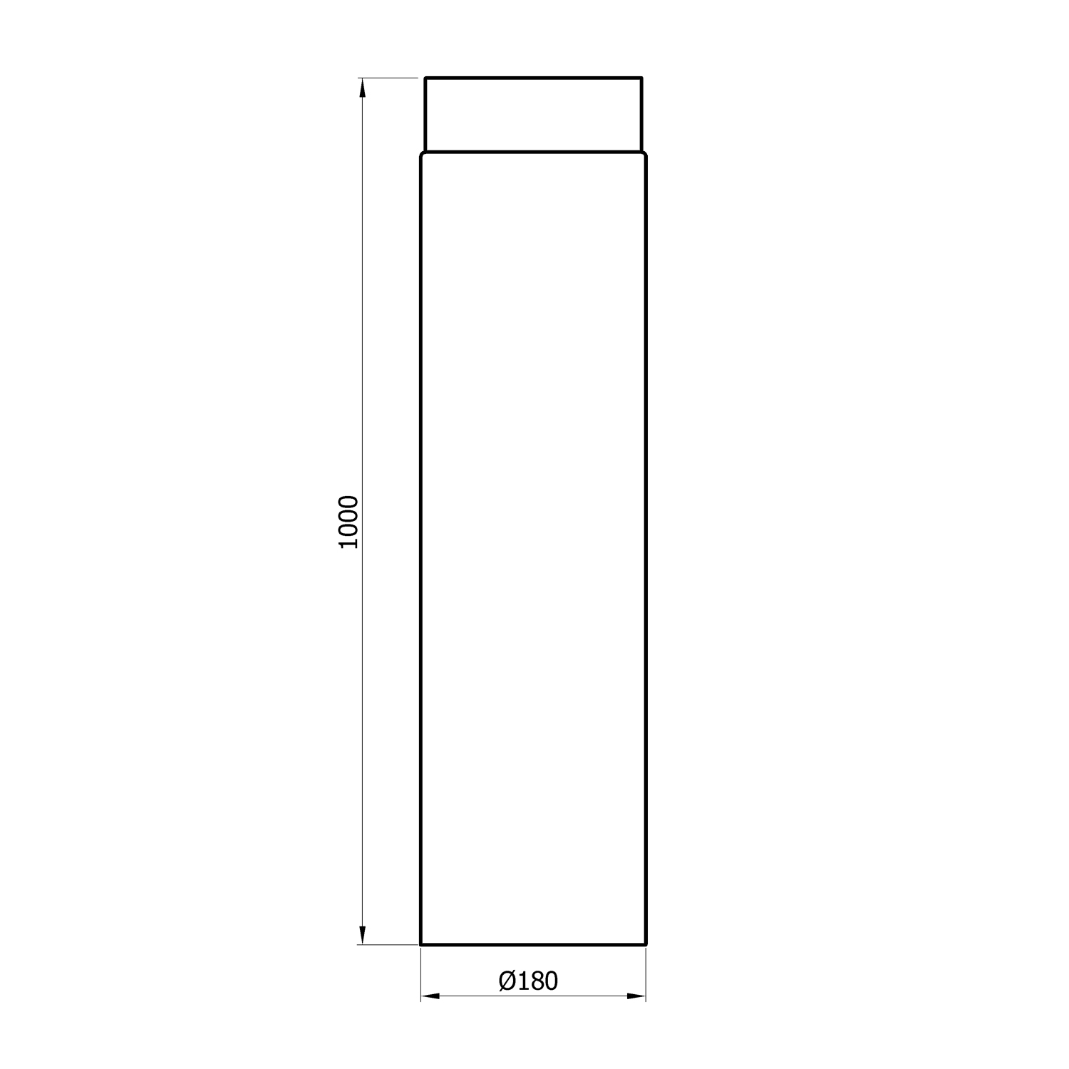 Raik Basic élément de longueur 180mm noir L: 1000mm pour tuyau de fumée / conduit de fumée