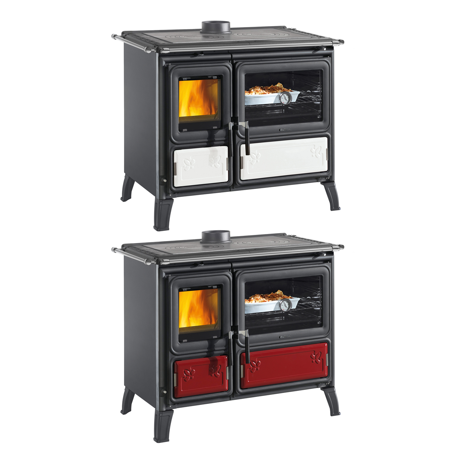 La cuisinière à bois La Nordica Prestige Line Milly en acier bordeaux