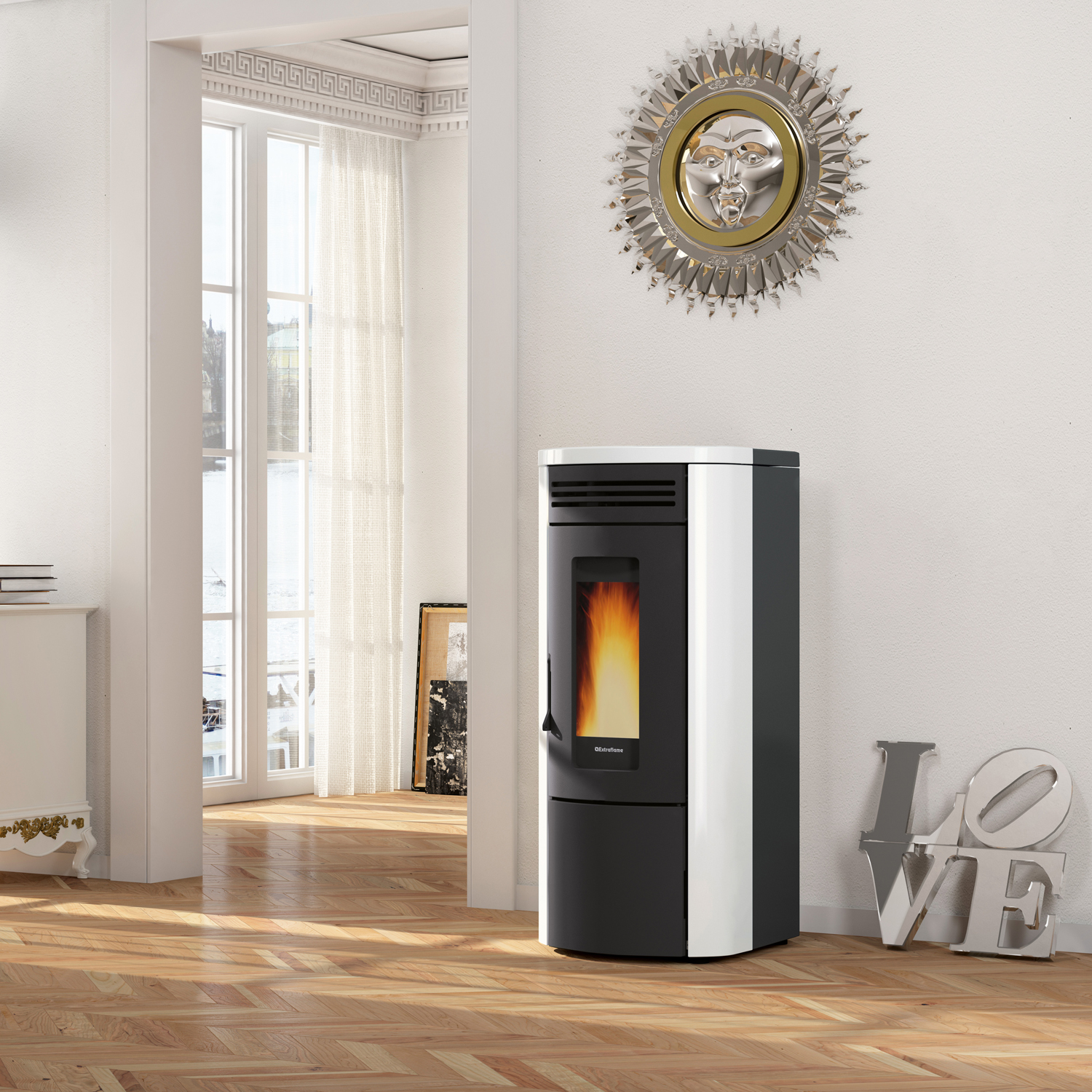 Extraflame Costanza Idro 16 poêle à granulés bouilleur Blanc