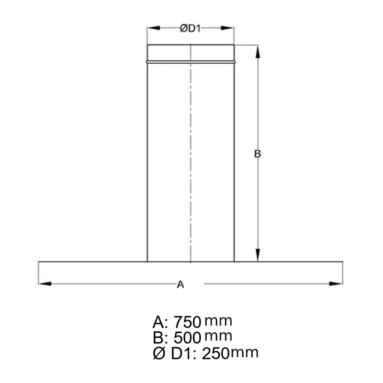 Schiedel traversée de toit 0° manchon Ø130 mm / 150 mm brillant