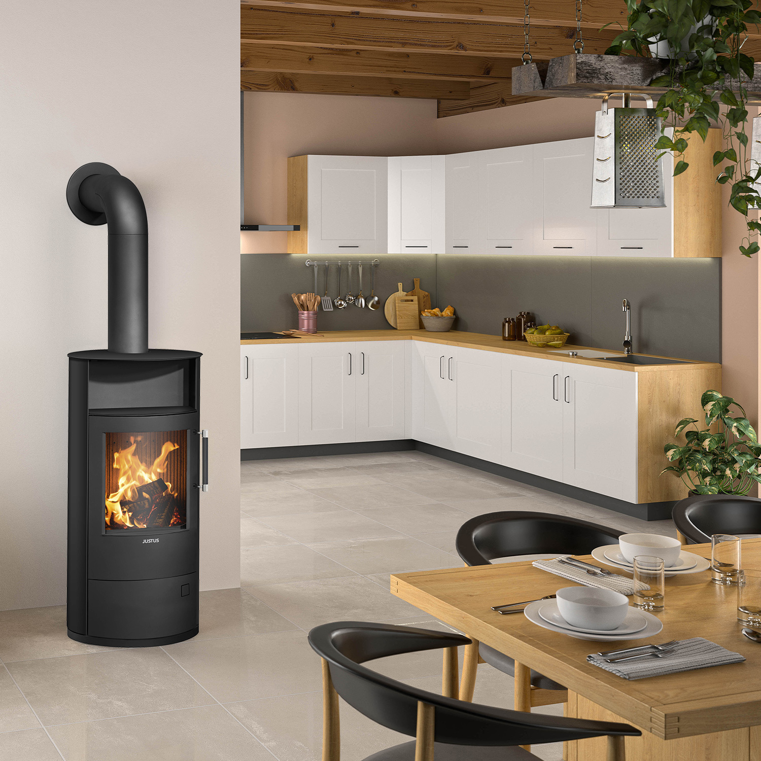 Justus Island 5 2.0 Poêle à bois Acier Noir