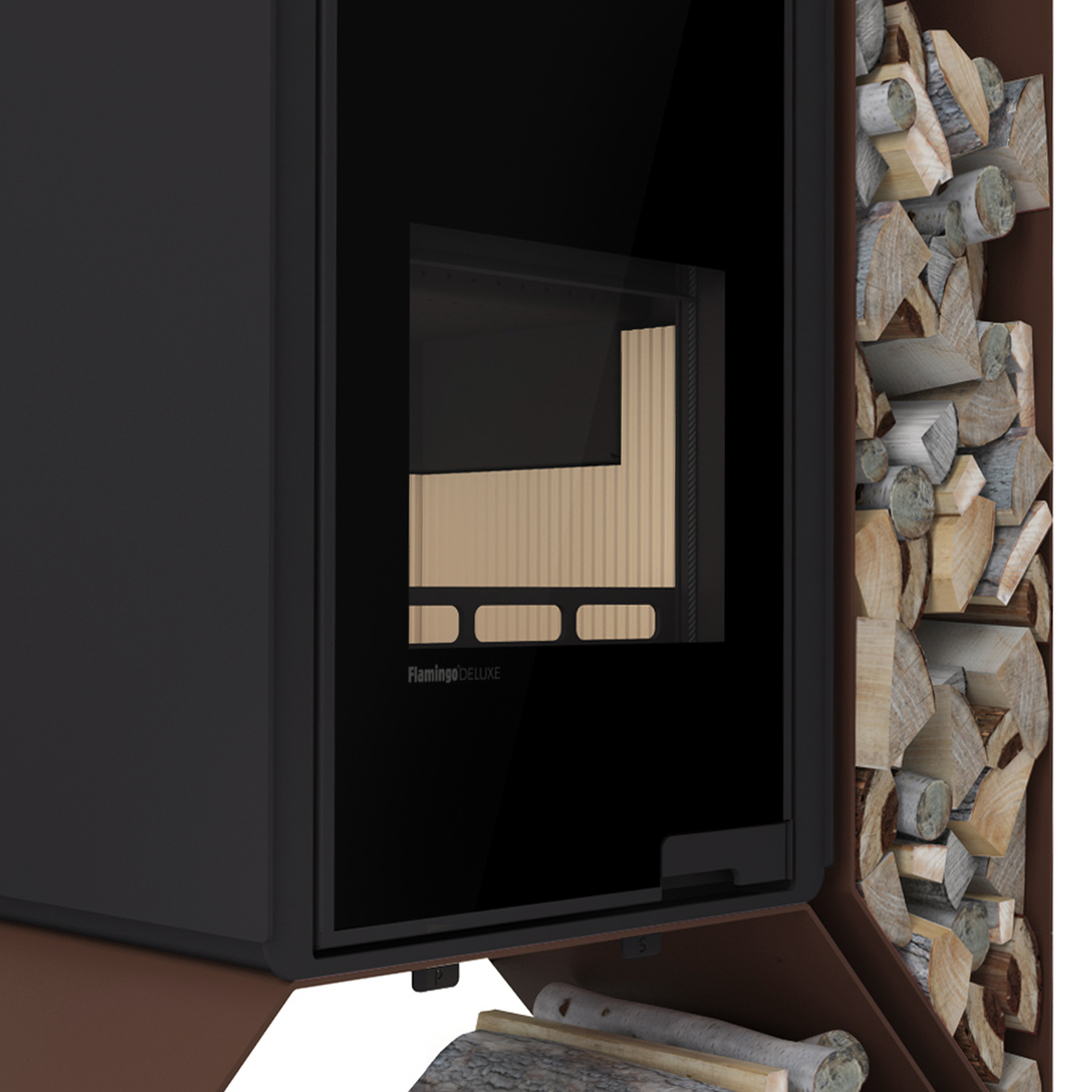 HS Flamingo Deluxe Kampa Poêle à bois Marron Étagère à droite