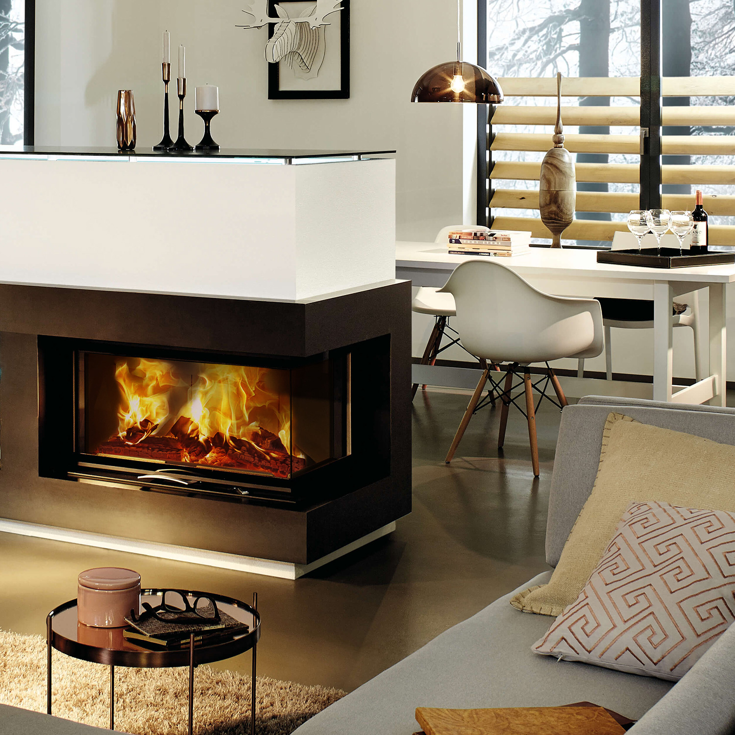 Austroflamm 89x49x45 S 2.0 Insert de cheminée angle droit foyer noir