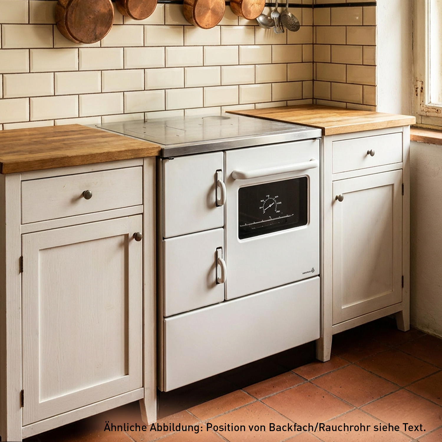 Wamsler K 118 Cuisinière à bois à gauche blanc avec plaque en acier