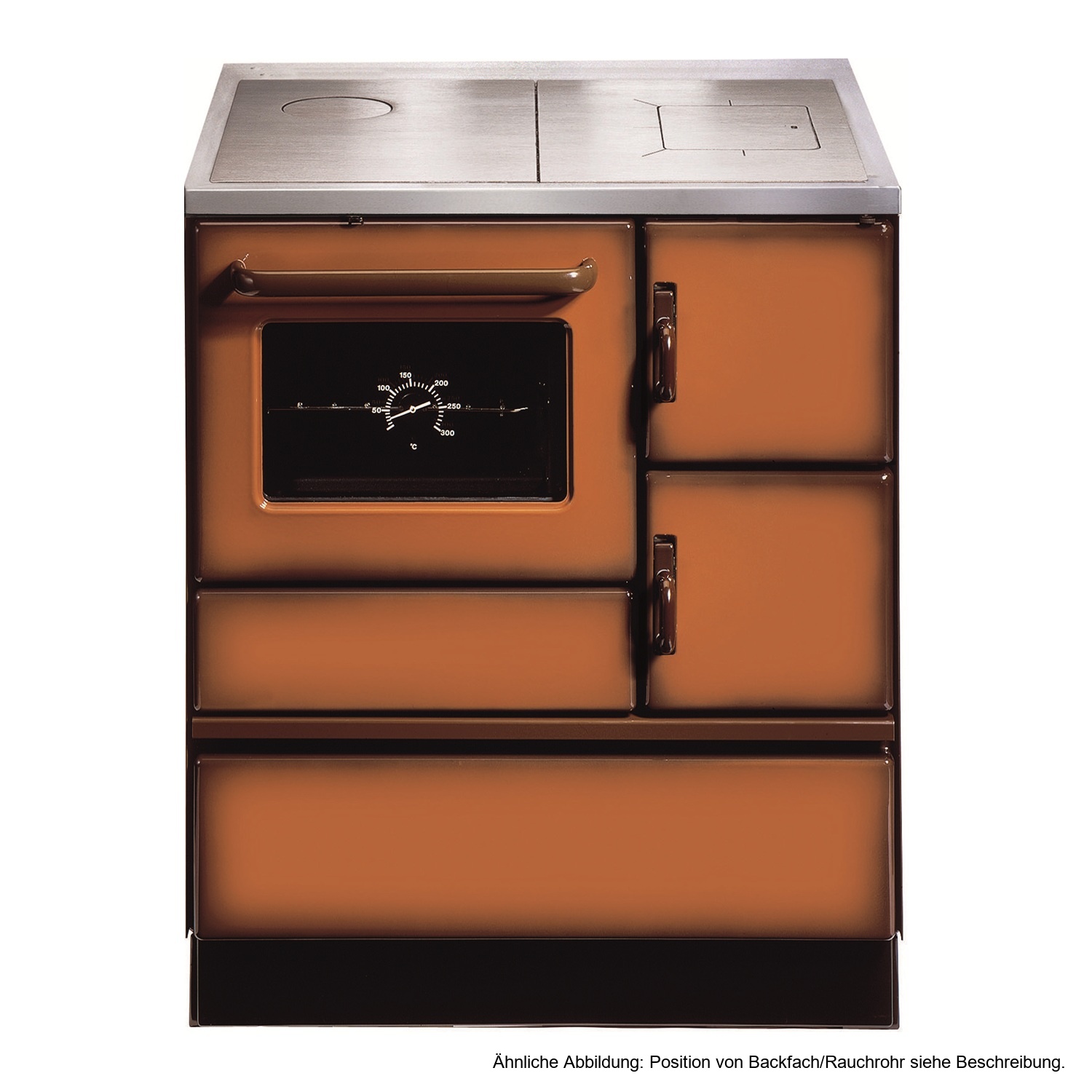 Wamsler K 128 Cuisinière à bois à droite marron avec plaque en acier