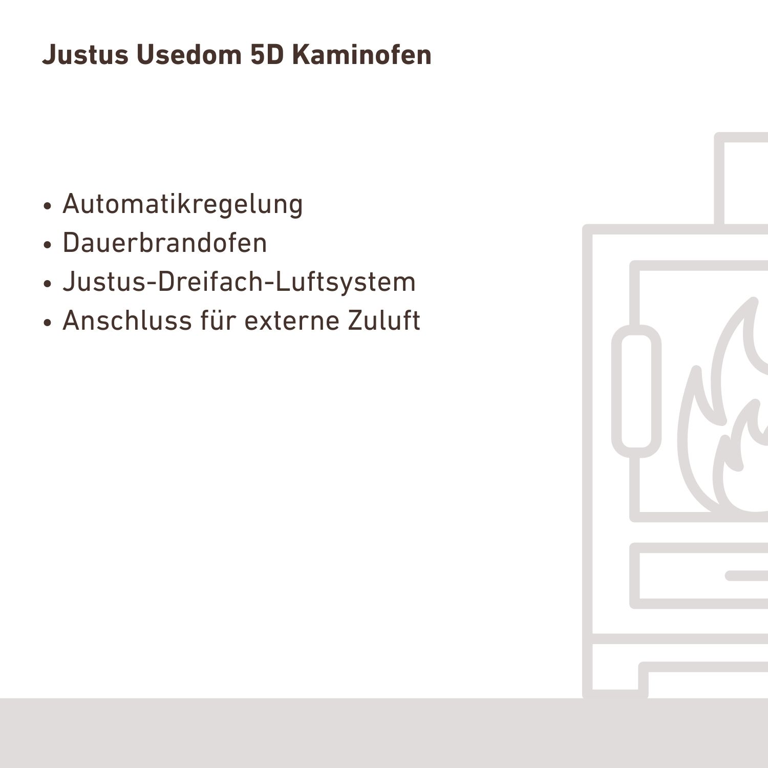 Justus Usedom 5D Poêle à bois Acier Noir / Pierre de sable