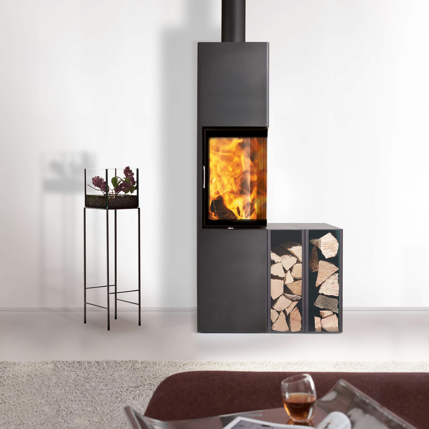 Austroflamm Slim 2.0 Poêle à bois, charnière de porte à droite