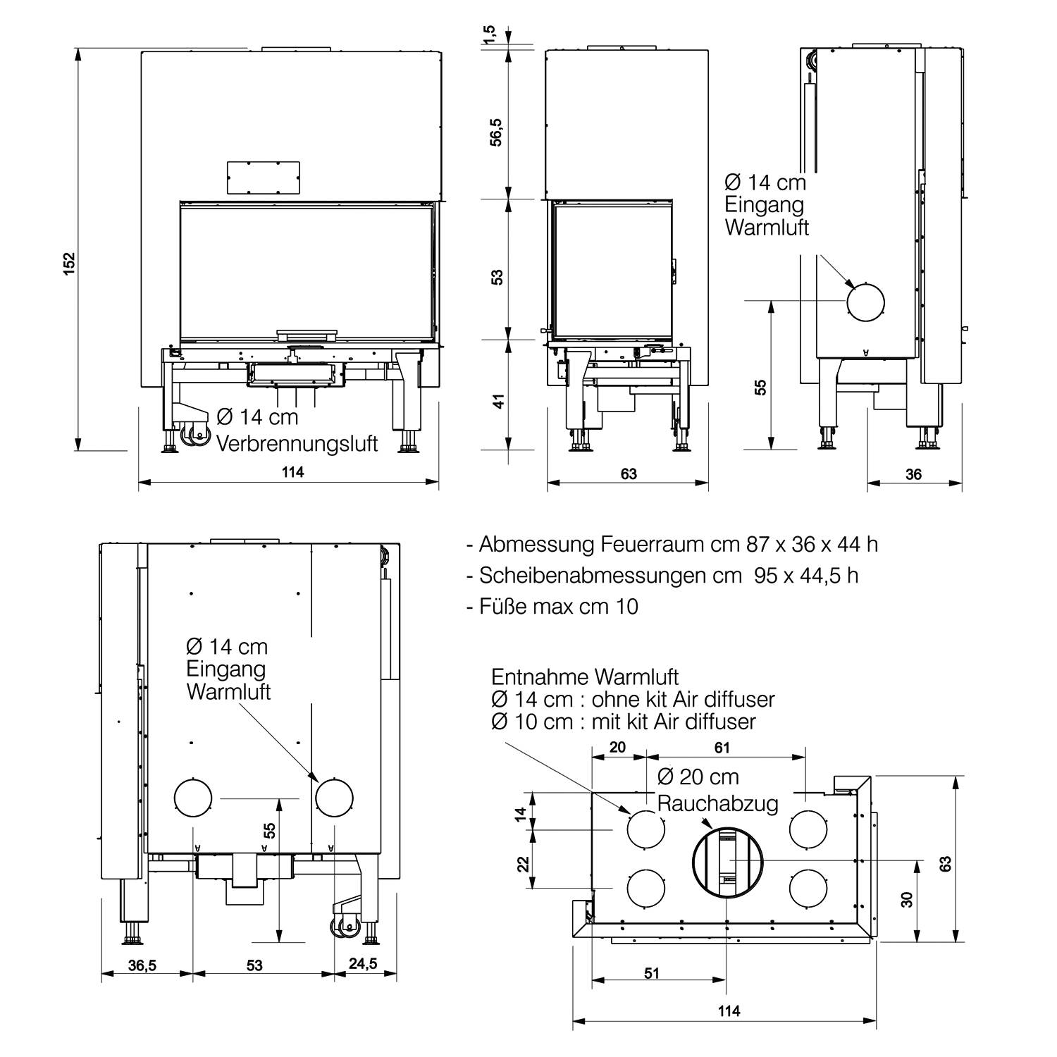 Edilkamin Windo2 95 insert de cheminée porte à gauche