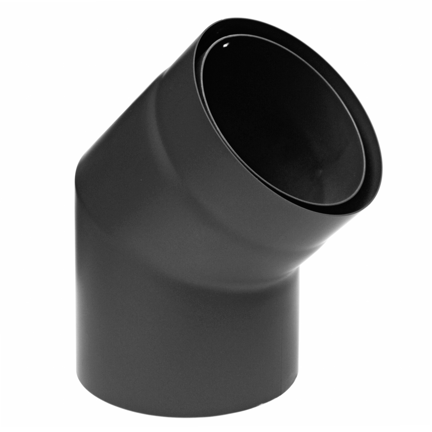 Coude de conduit de fumée / Tuyau de poêle Izoker double paroi avec isolation, diamètre 150 mm, 45°, noir Coude de conduit de fumée / Tuyau de poêle Izoker double paroi avec isolation, diamètre 150 mm, 45°, noir