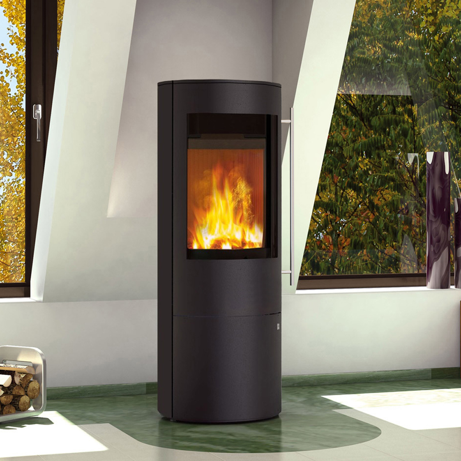 Poêle à bois Olsberg Tacora Compact en acier noir avec poignée en barre