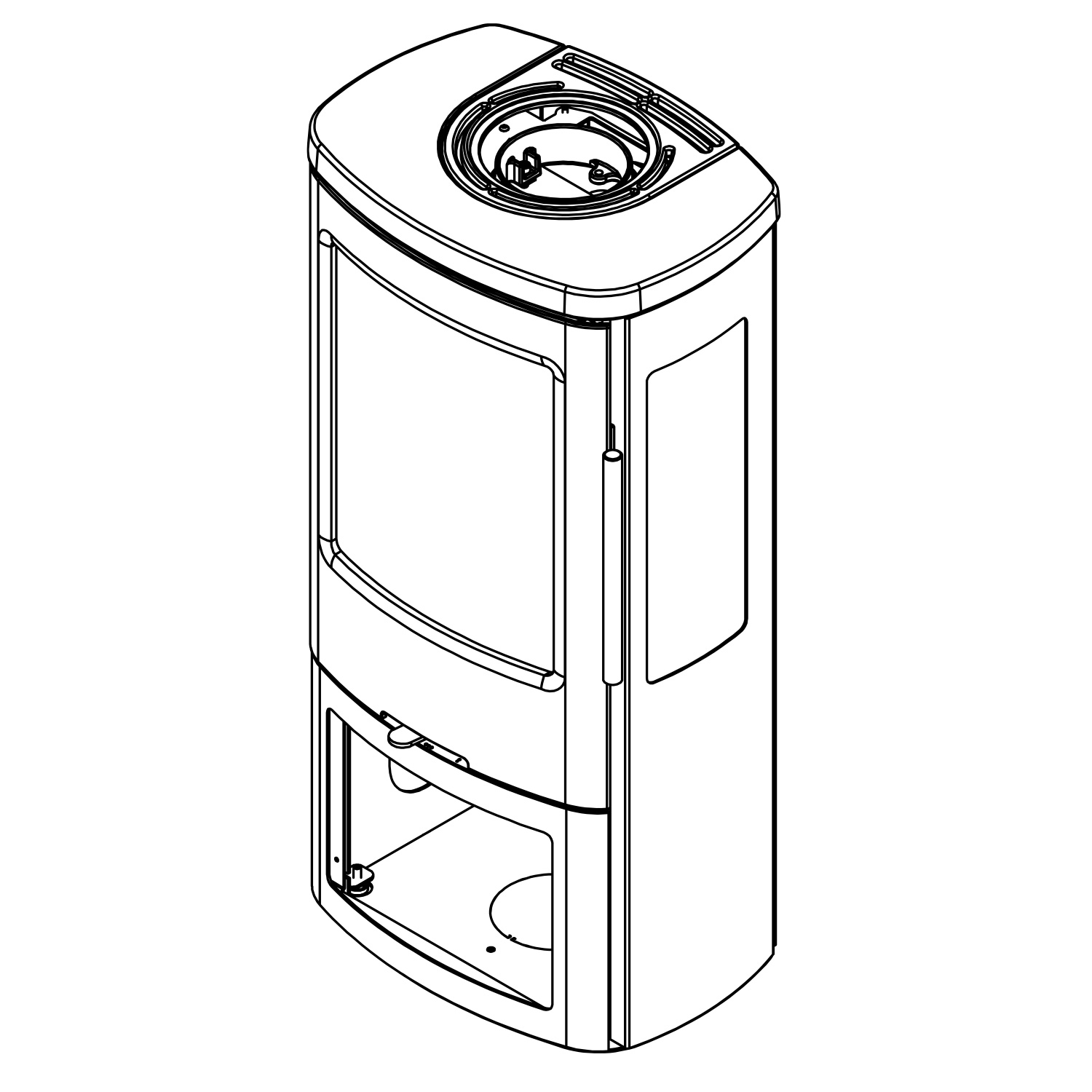 Poêle à bois TermaTech TT44G en acier avec vitres latérales