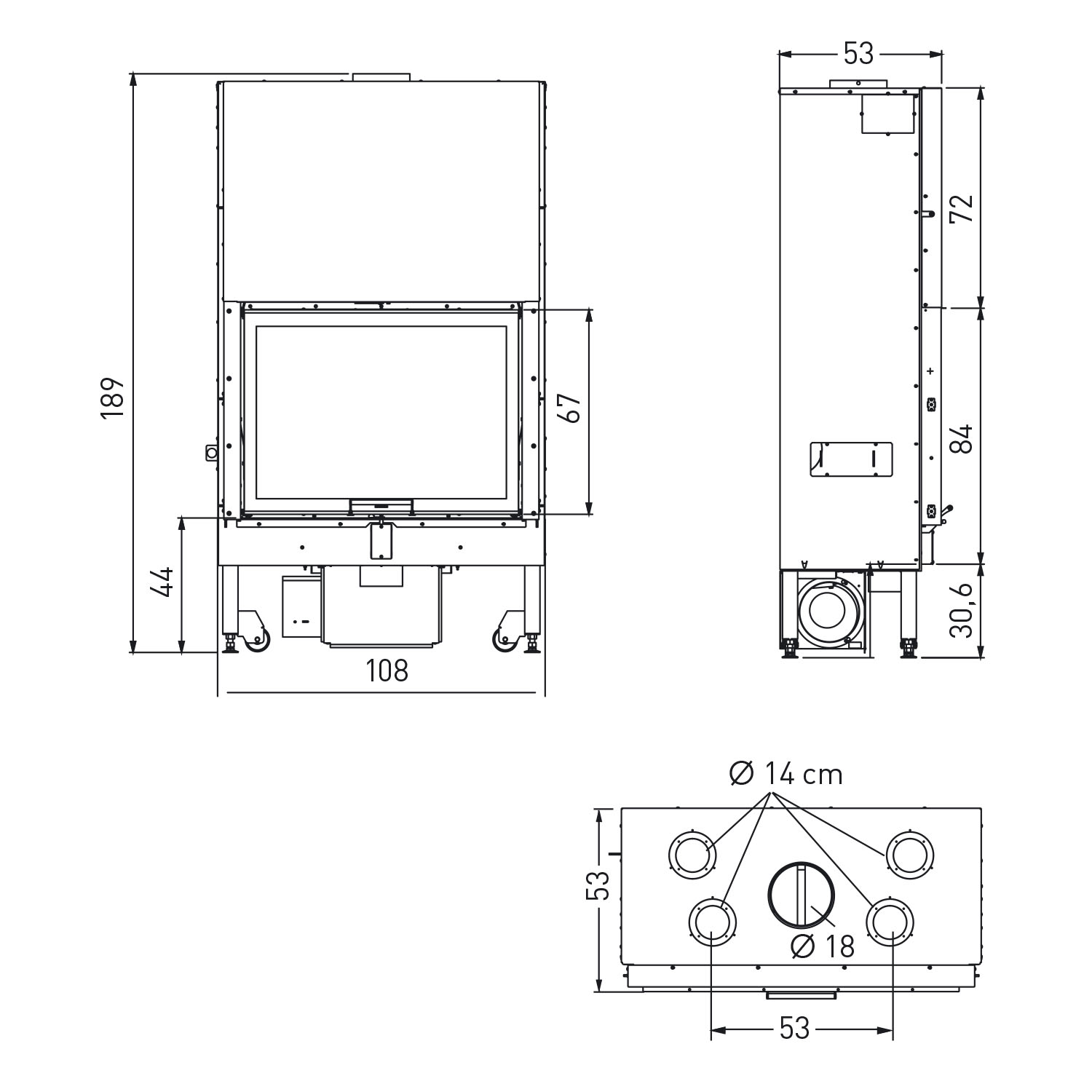 Edilkamin Blokk 90 V insert de cheminée foyer blanc
