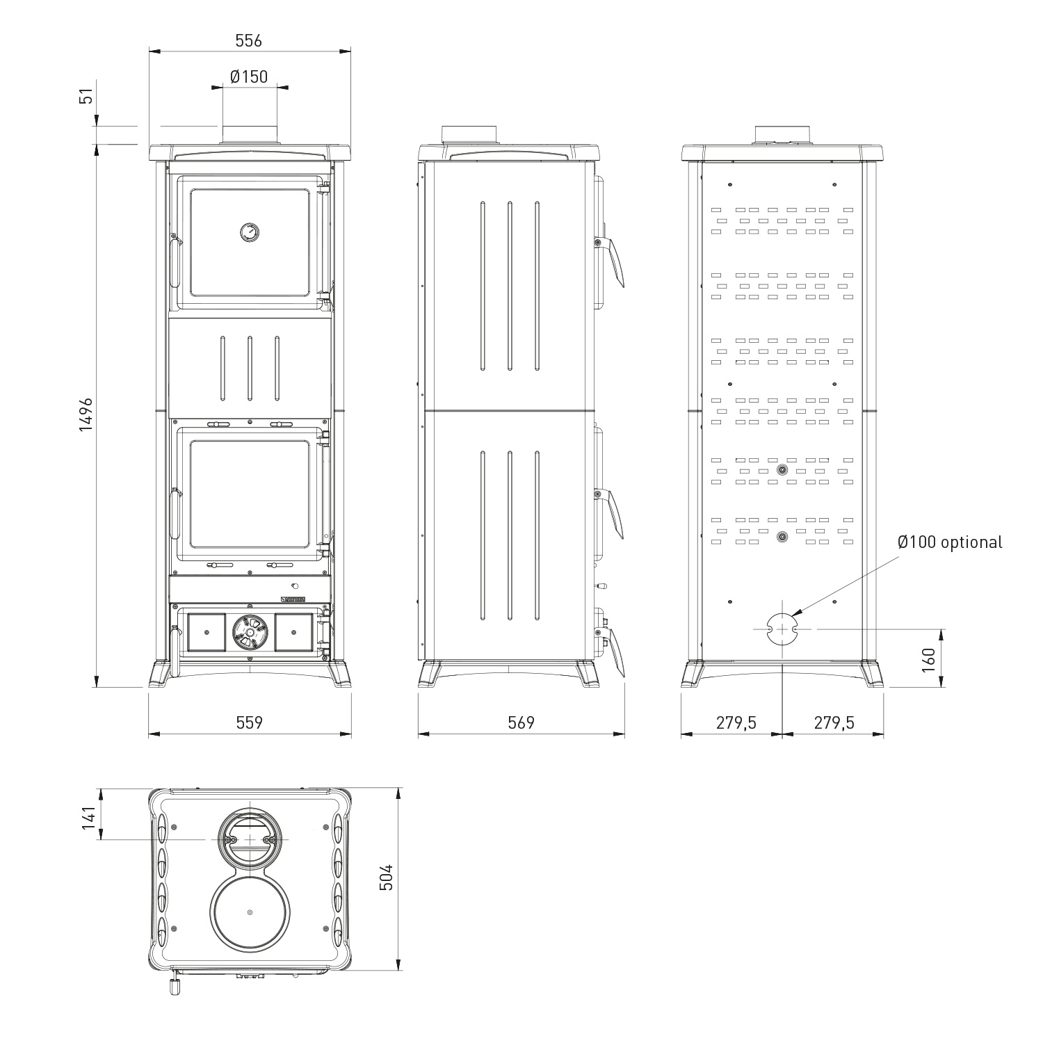 La Nordica Prestige Line Nova Forno Poêle à bois Acier Noir-Anthracite