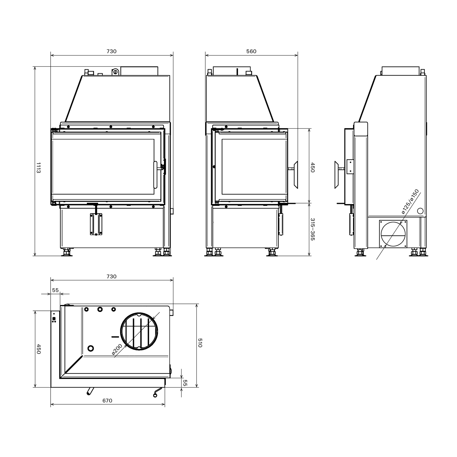Schmitzker No2 Gauche 10 kW Insert de cheminée avec échangeur d'eau