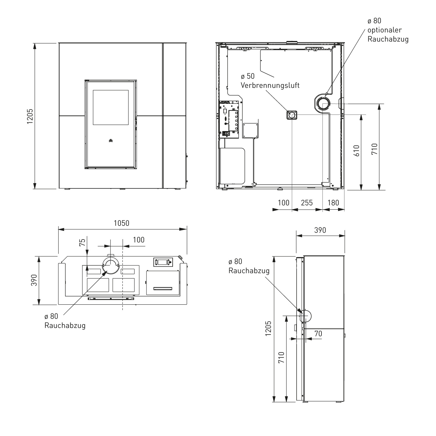 Edilkamin Blade H19 poêle à granulés bouilleur acier noir incl. kit R-FX