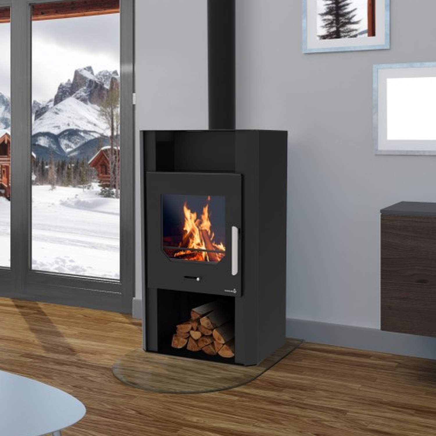 Wamsler poêle à bois « Cube » acier noir
