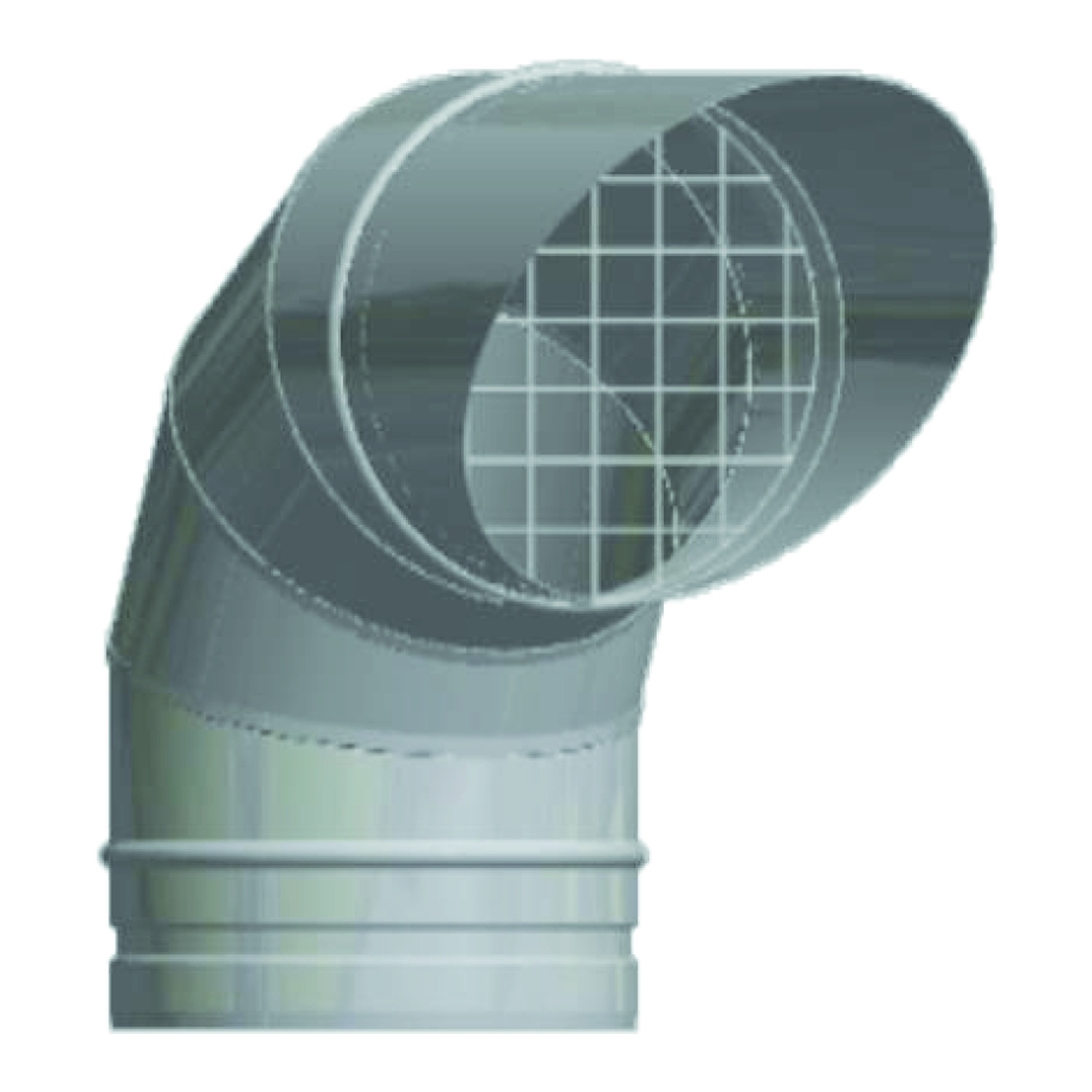 Schiedel PRIMA PLUS coude de sortie 90° Ø130 mm avec grille de protection contre les oiseaux simple paroi mat