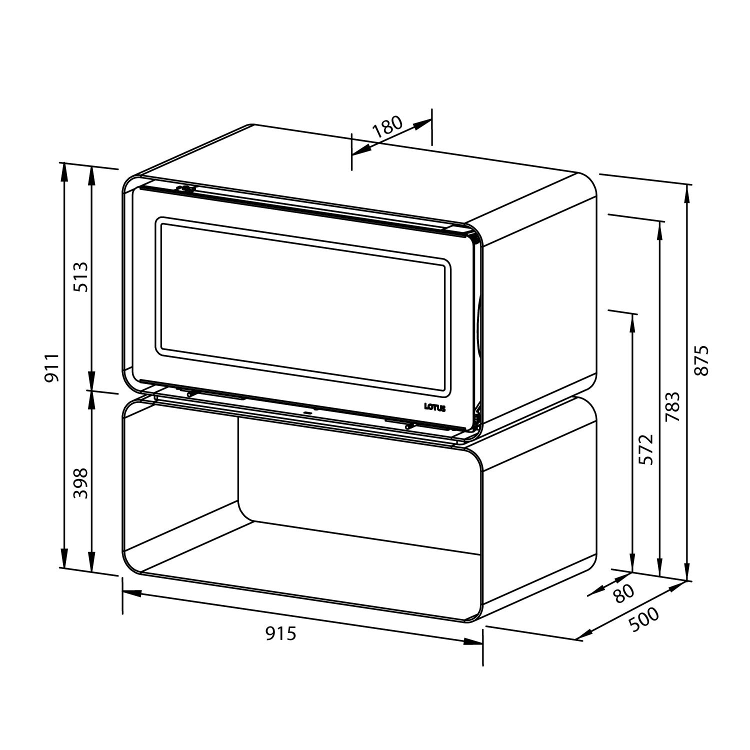 Poêle à bois Lotus Living Cube Ocean Dark, sortie de fumée arrière