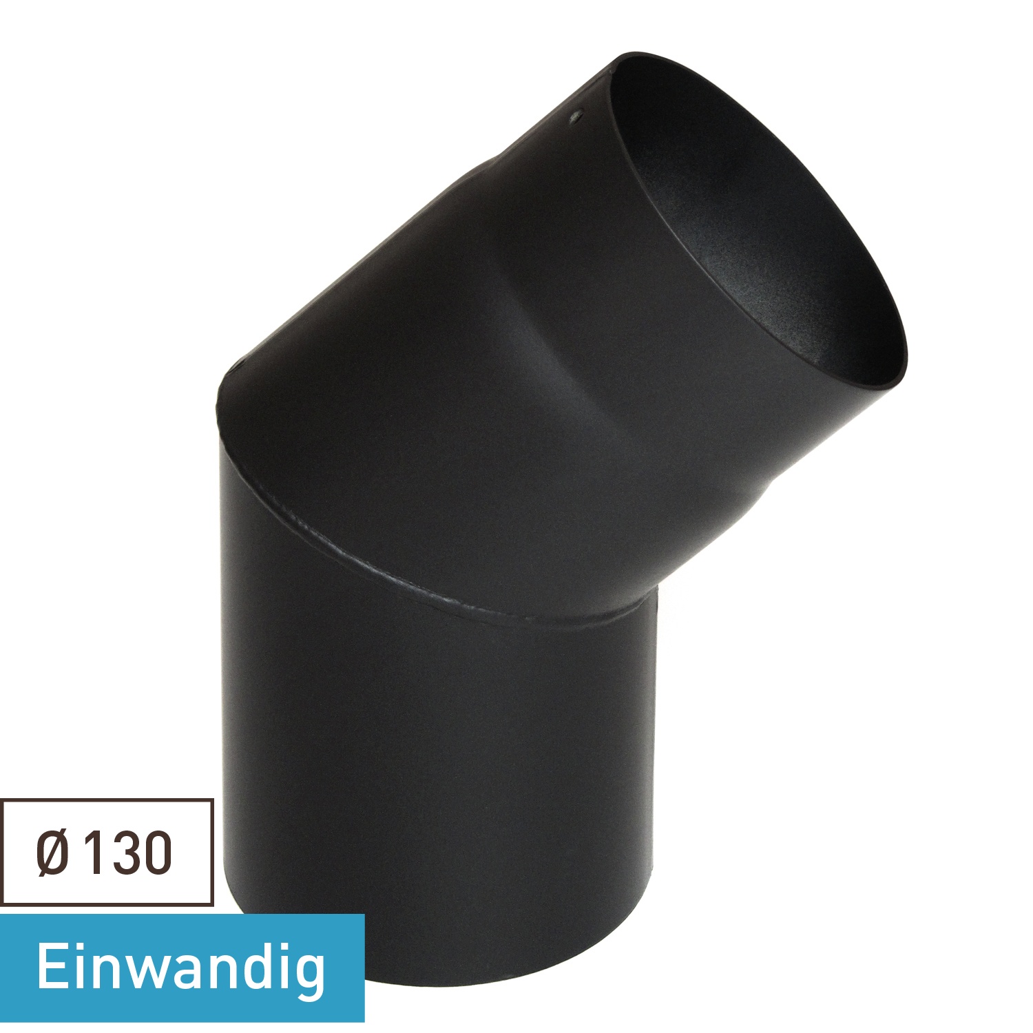 Raik Basic coude de tuyau de fumée 130mm noir 45° sans porte pour tuyau de fumée / conduit de fumée