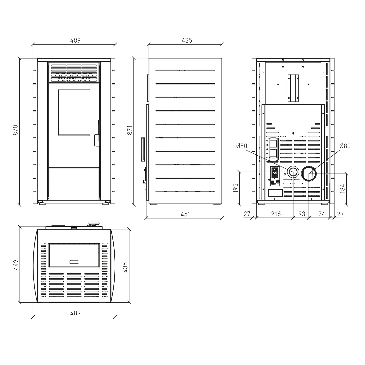 Wamsler WPO 7 poêle à granulés acier bordeaux, côtés arrondis